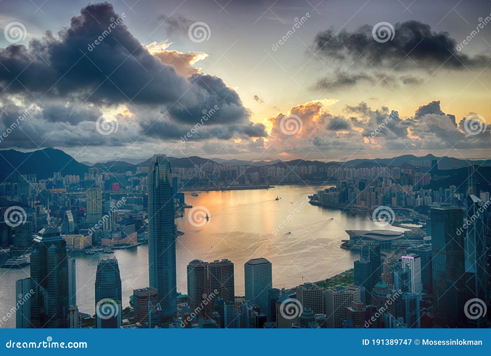 Hong Kong Victoria Harbour Sunset Editorial Photography - Image of