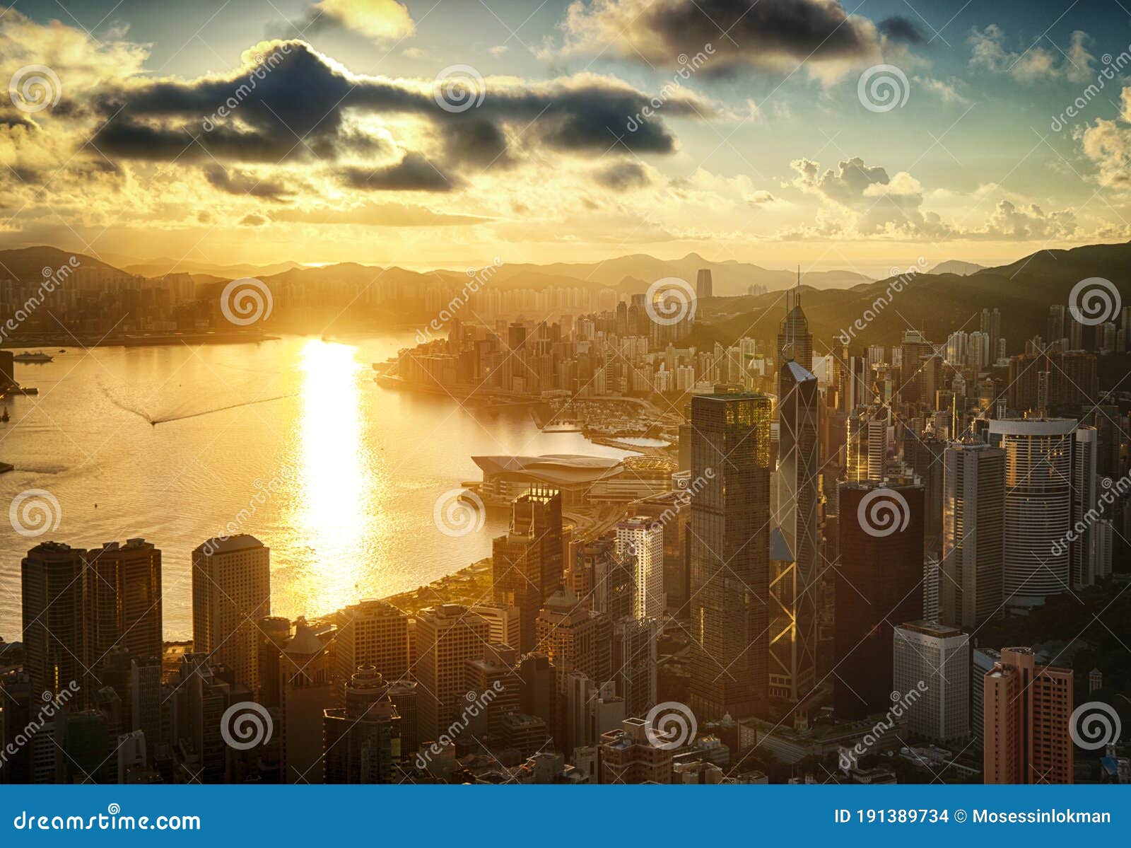 Hong Kong Victoria Harbour Sunset Editorial Stock Image - Image of dust