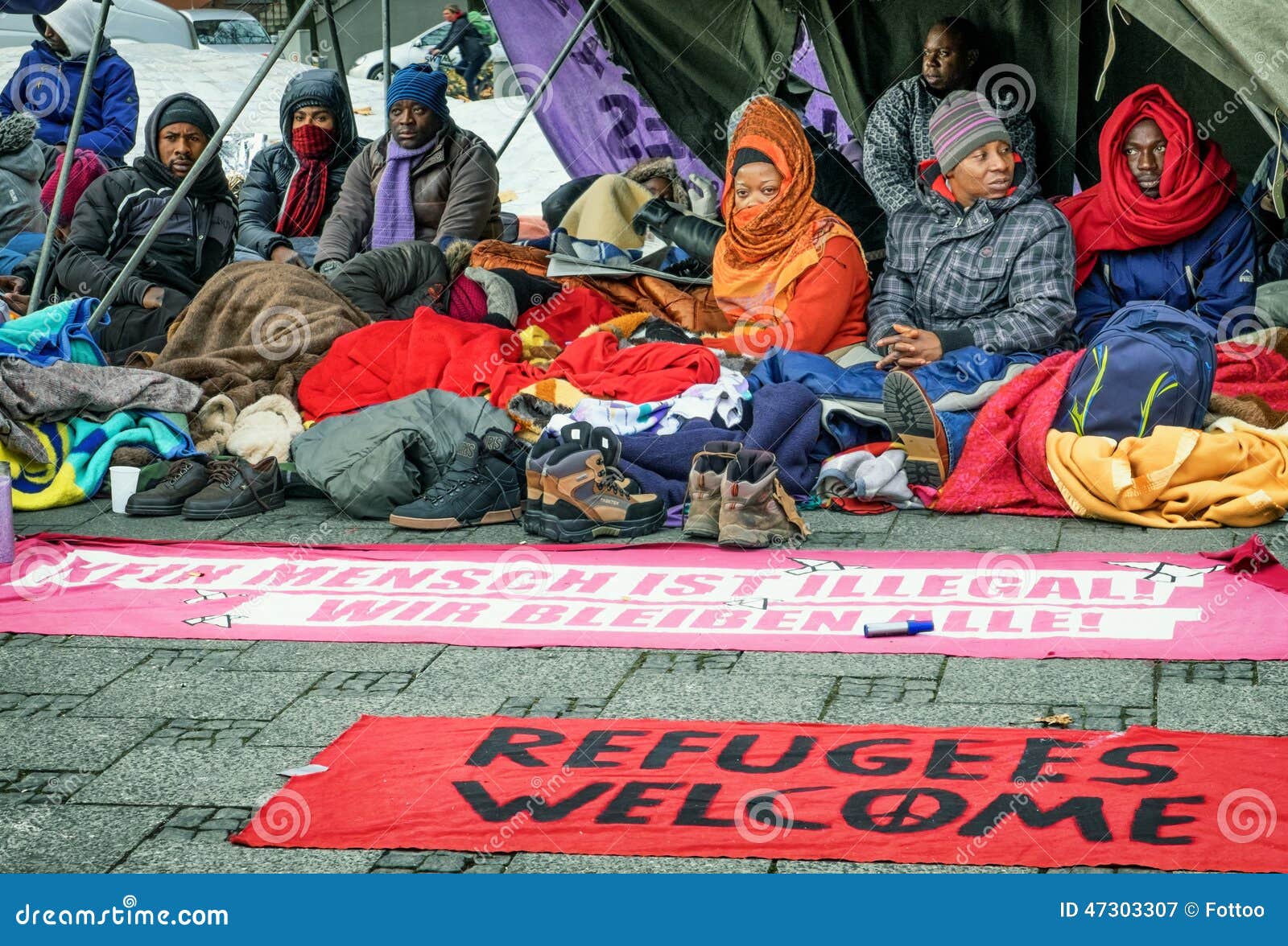 Wat Is Een Vluchteling Hongerstaking Van Vluchtelingen Redactionele Fotografie - Image of