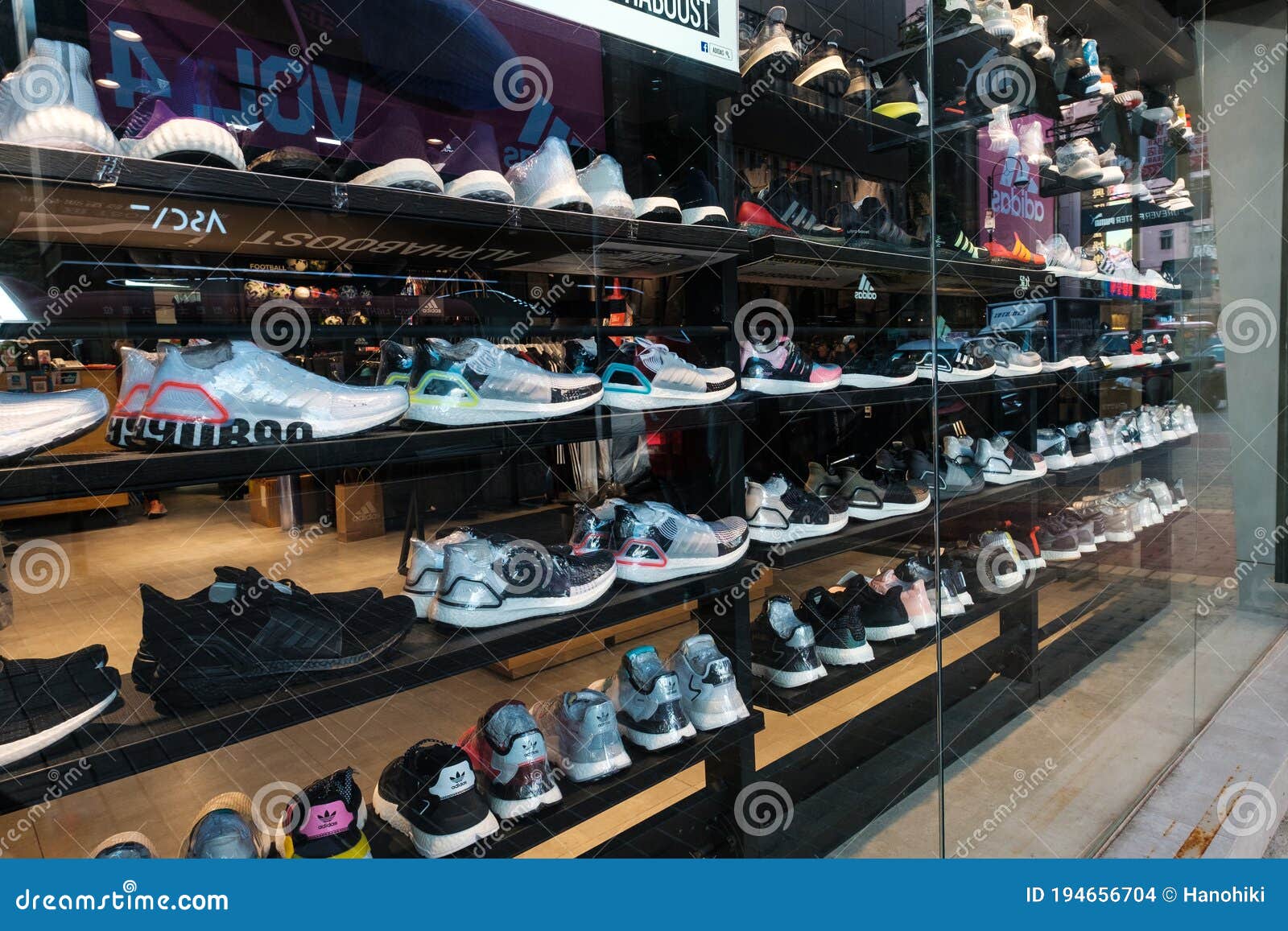 Collection of Sneakers in Urban Sports Wear Retail Shop at Sneaker ...