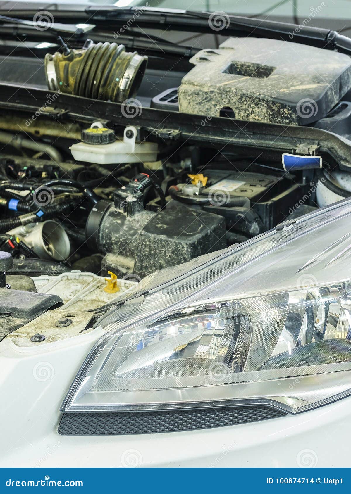 Hood of the car stock photo. Image of people, combustion 100874714