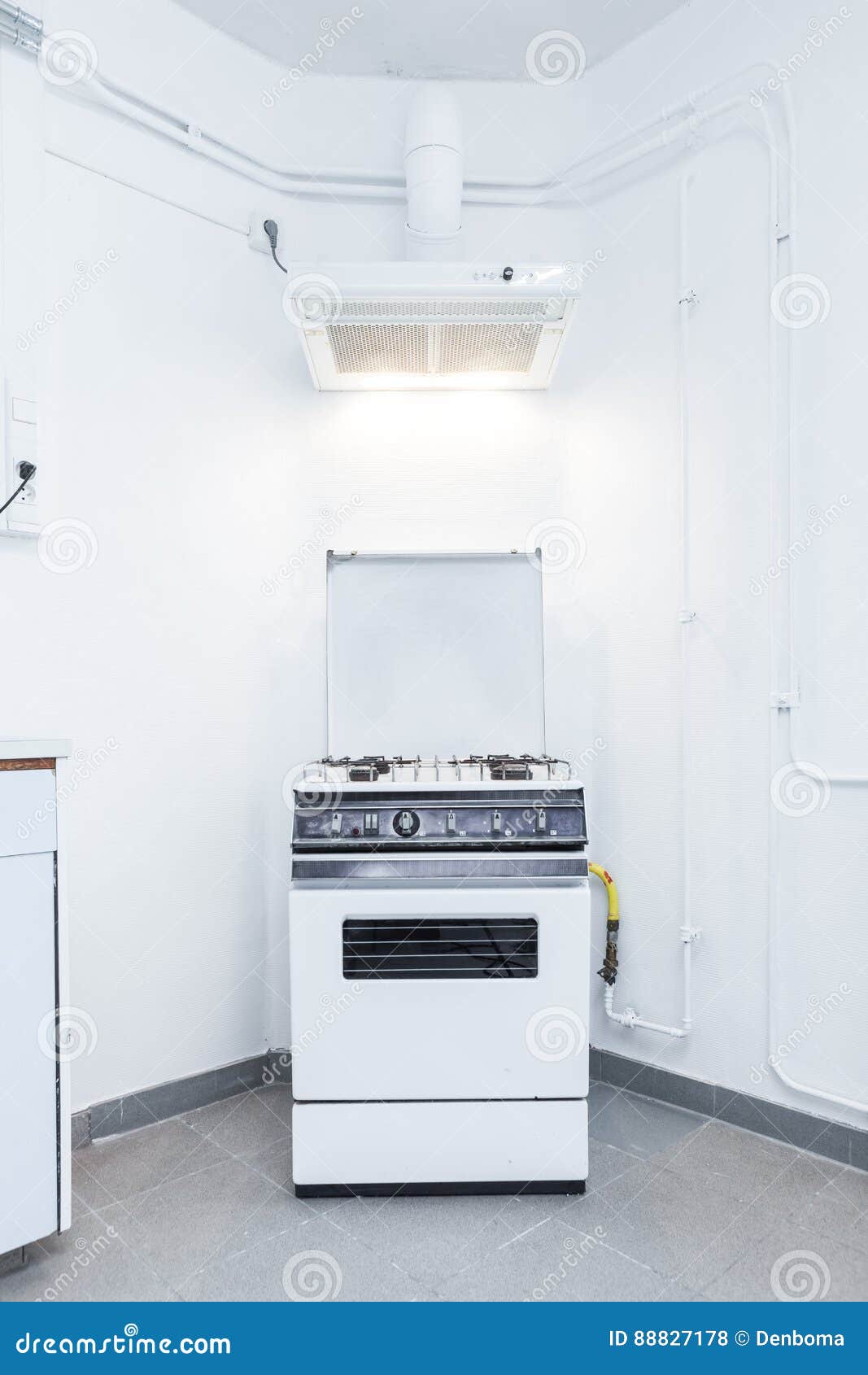 Hood and gas stove stock photo. Image of furniture, glass 88827178