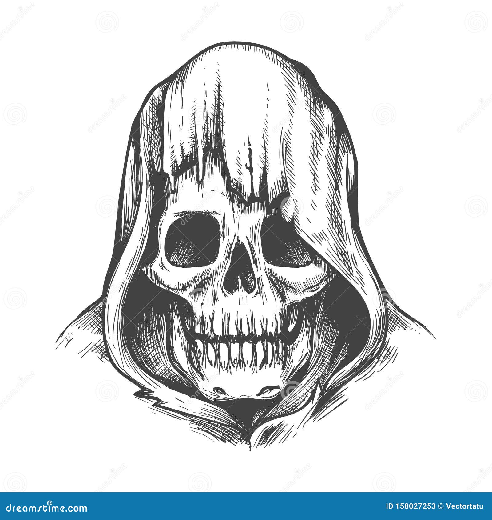 Outline Evil Skulls Tattoo Design