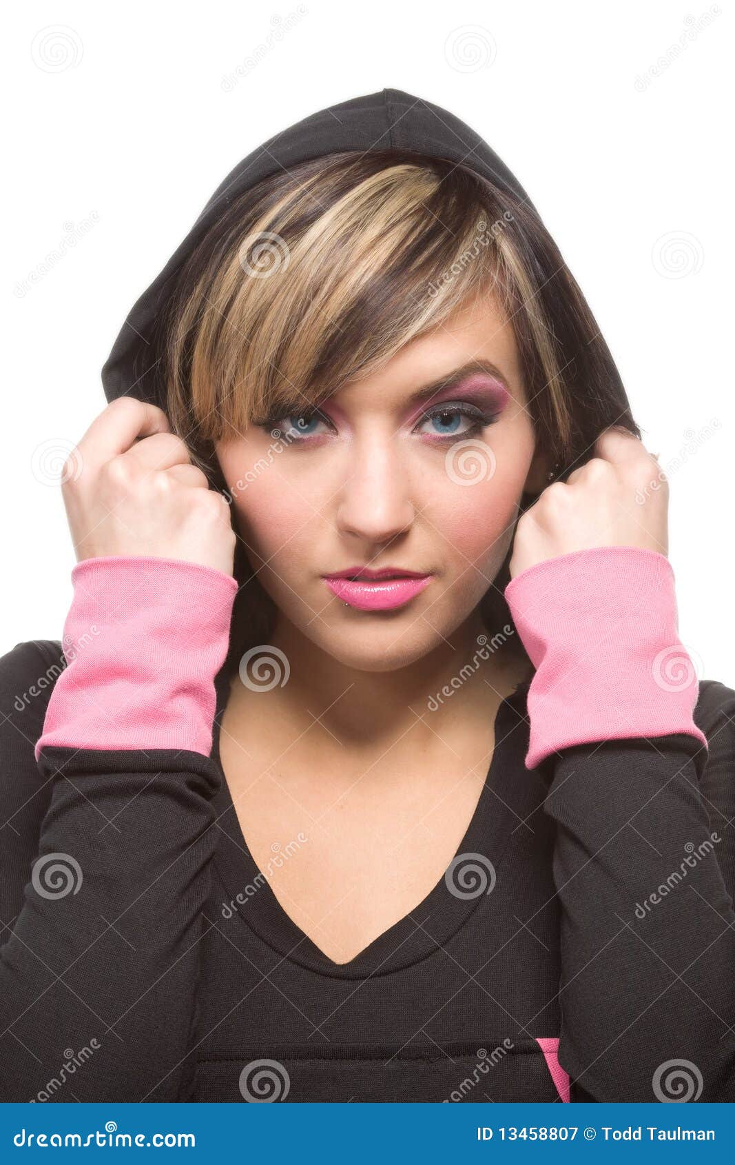 Hooded Fashion stock image. Image of female, hood, eyes 13458807