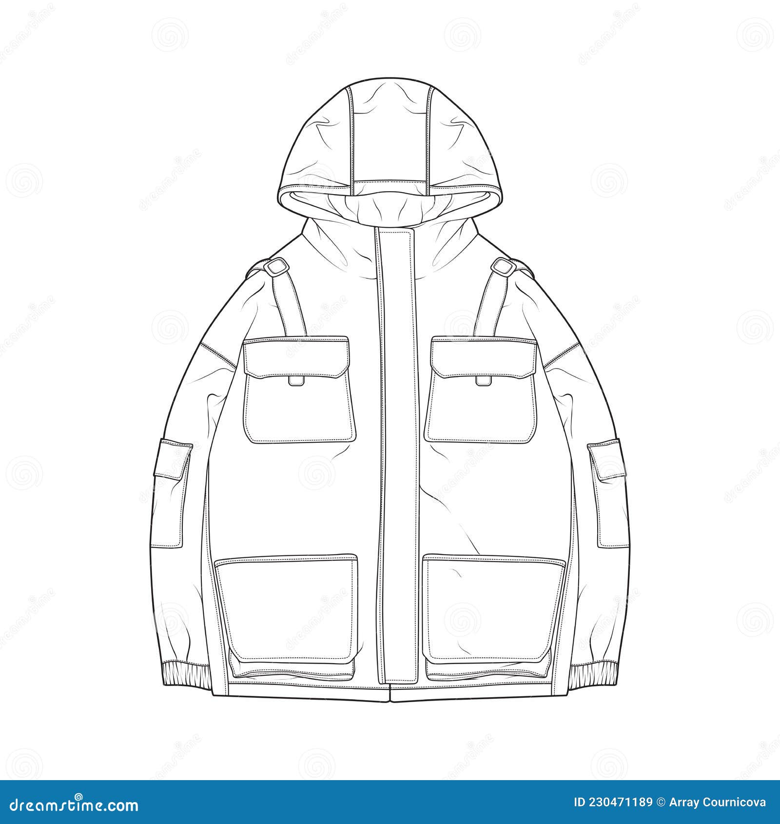 Hoodie Oversized Outline Drawing Vector, Hoodie Oversized in a Sketch ...