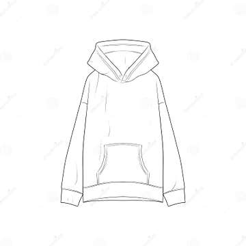 Hoodie Oversized Outline Drawing Vector, Hoodie Oversized in a Sketch ...