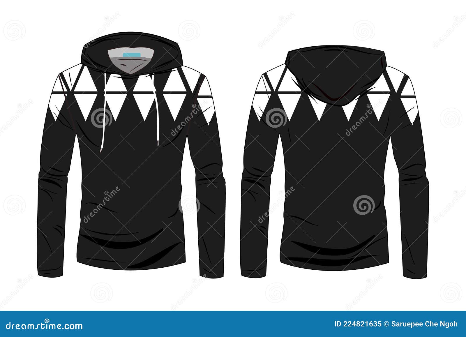 Hoodie Shirts Template. Long Sleeve Sports Hoodie Jacket Design