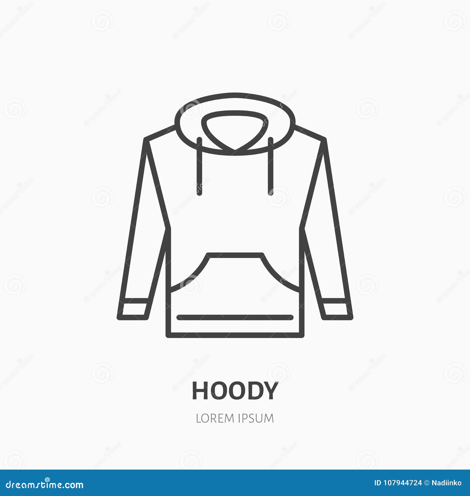 hoodie, sweater flat line icon. casual apparel store sign. thin linear logo for clothing shop