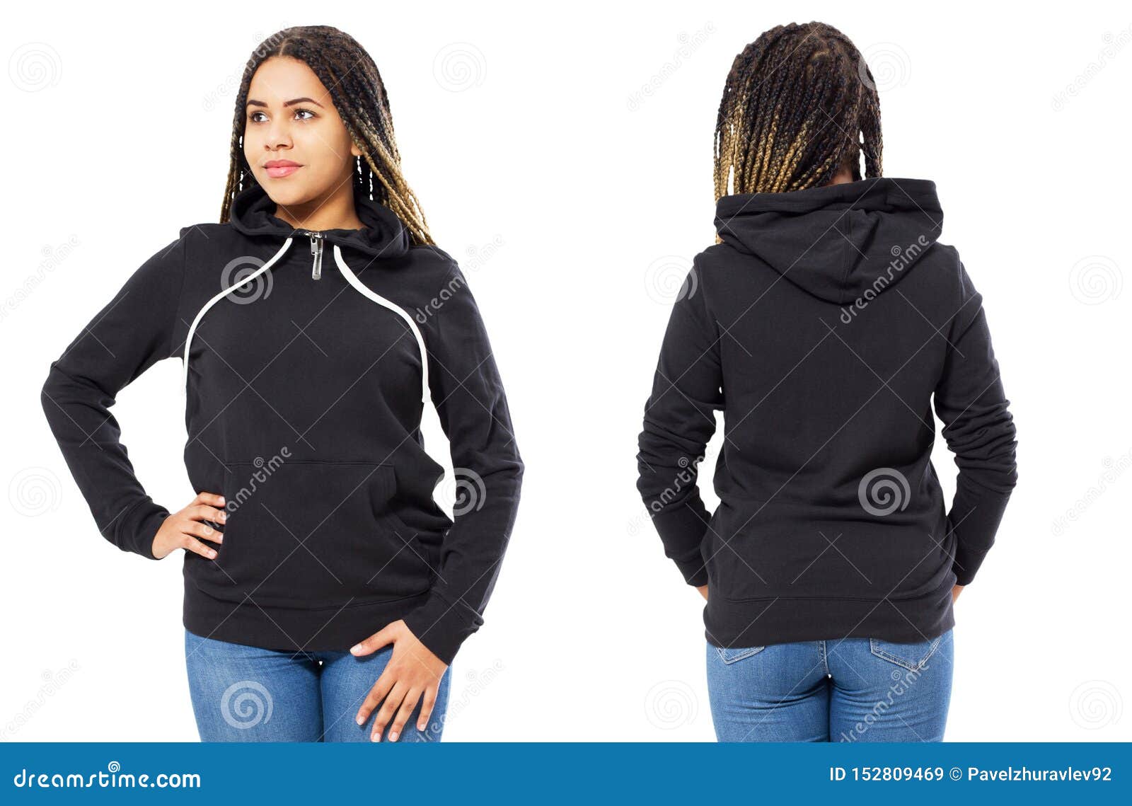 Download Hoody Mock Up Set Front And Back View - Afro American Girl ...