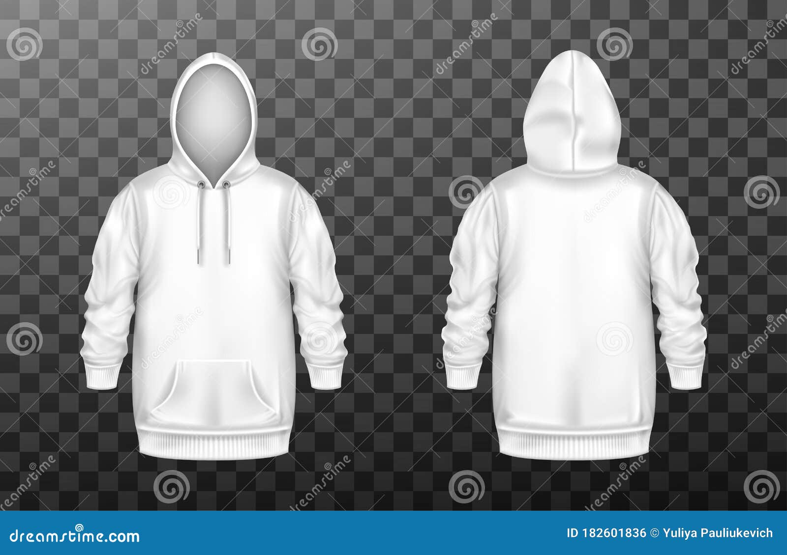 Download Hoody, White Sweatshirt Mock Up Front And Back Set Stock Vector - Illustration of hooded, fabric ...