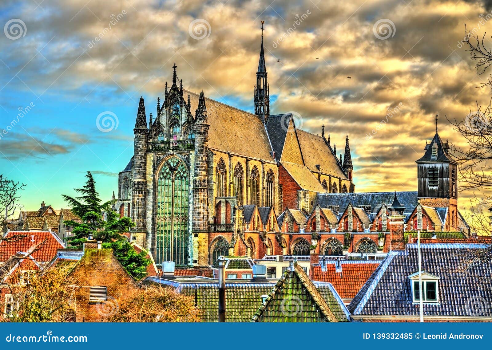 hooglandse kerk, a gothic church in leiden, the netherlands