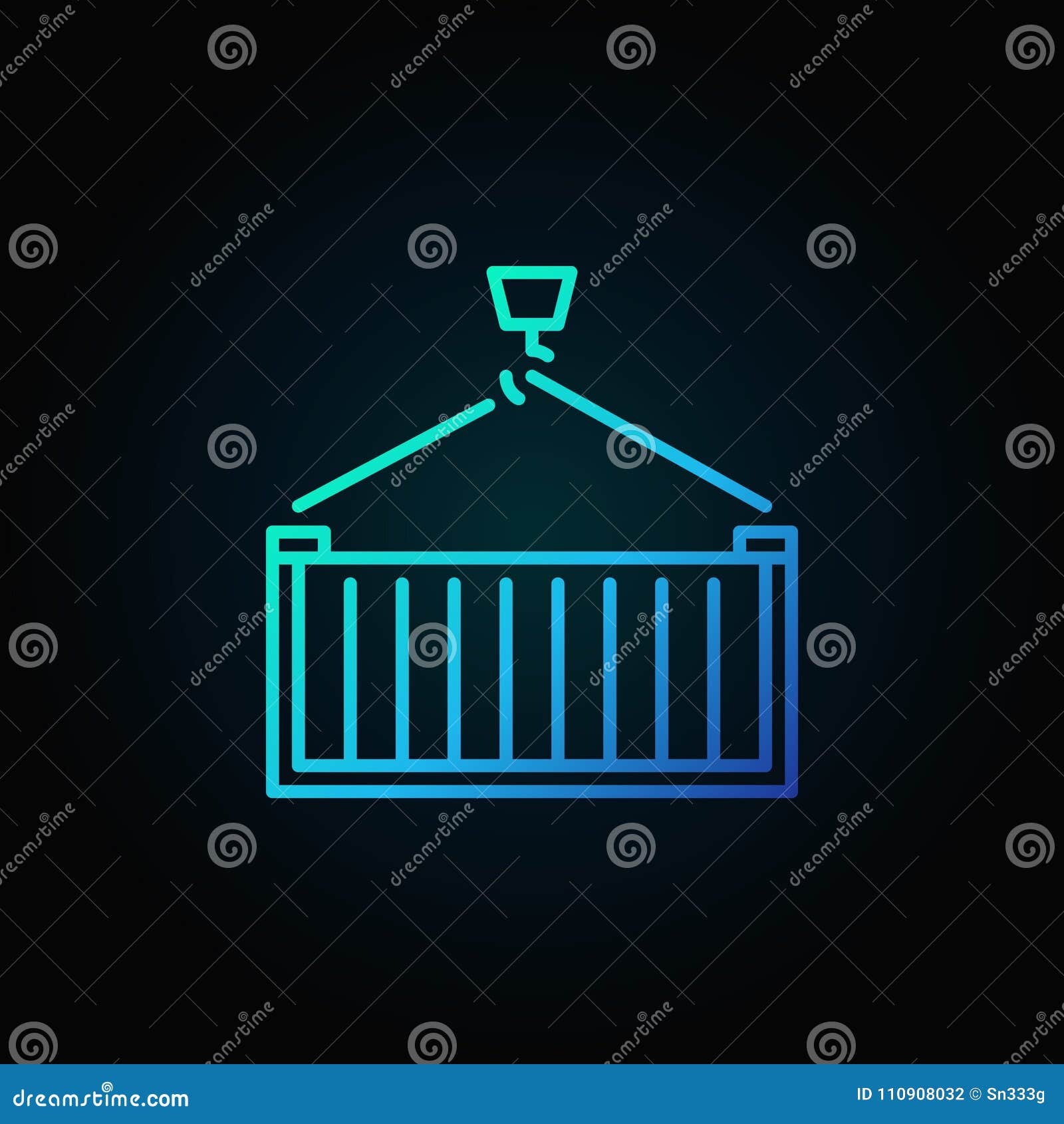 hook with cargo container  blue icon