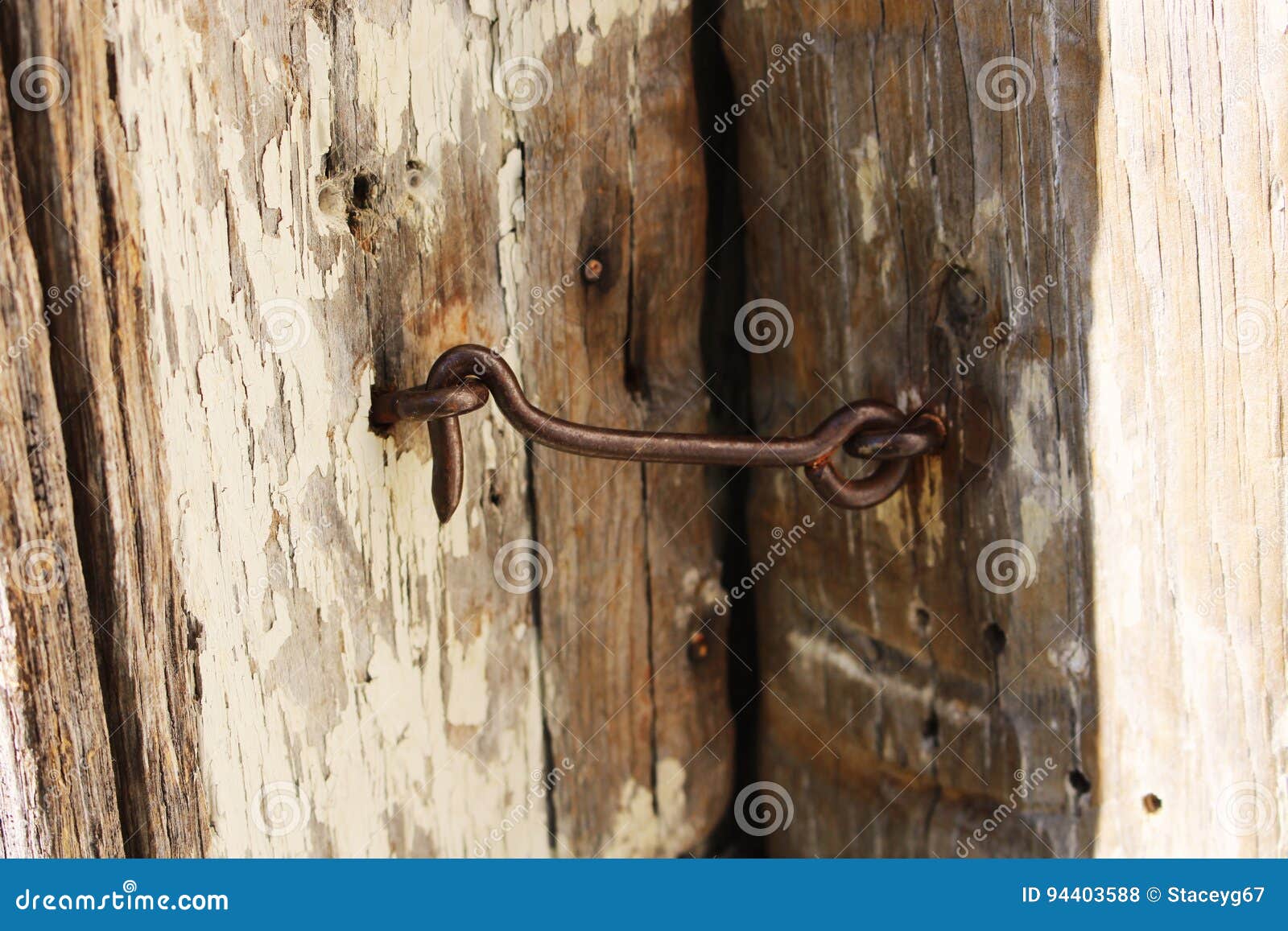 Hook and eye latch on door stock photo. Image of hook - 94403588