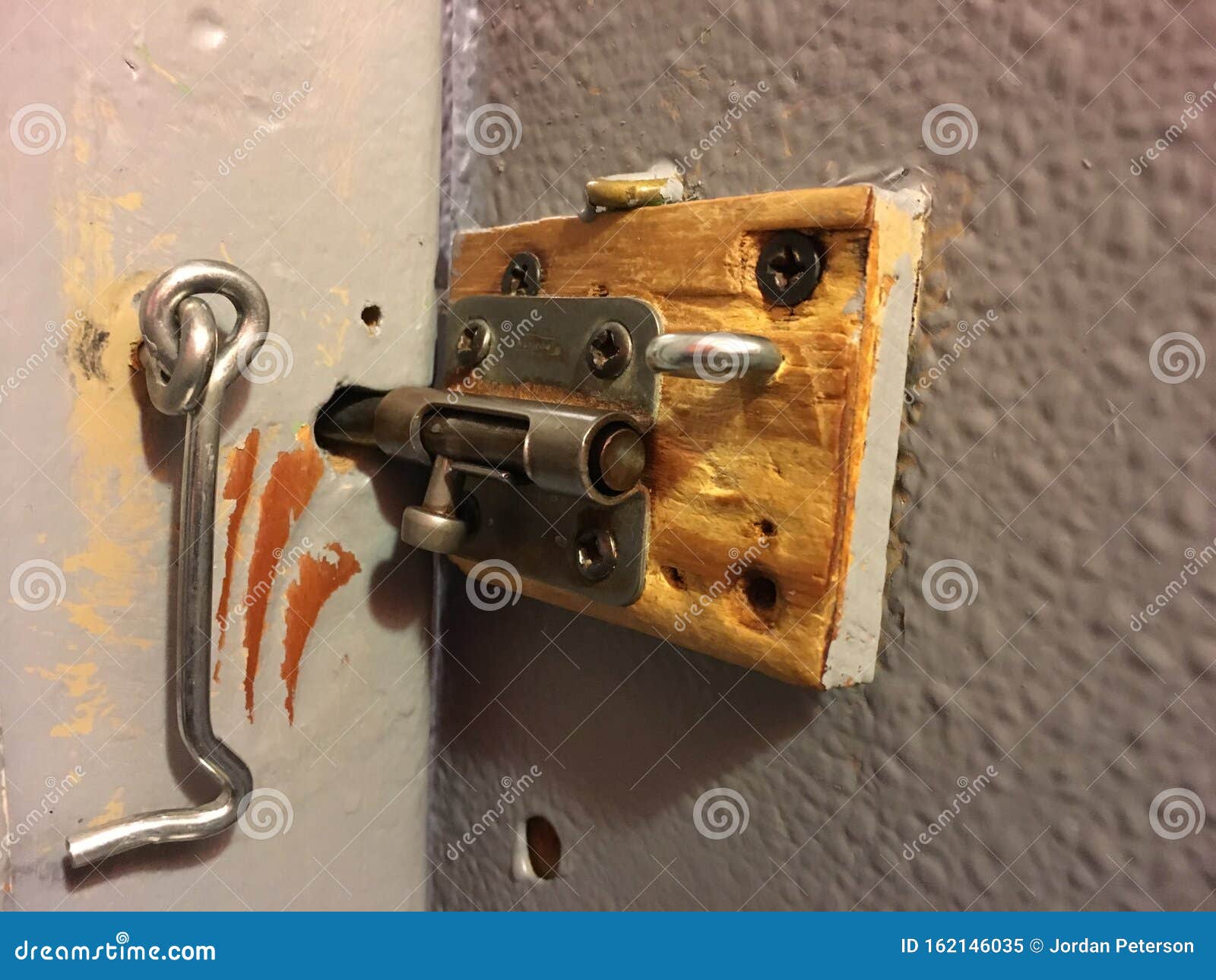Hook and Eye Lock with Latch Rustic Stock Image Image of bathroom