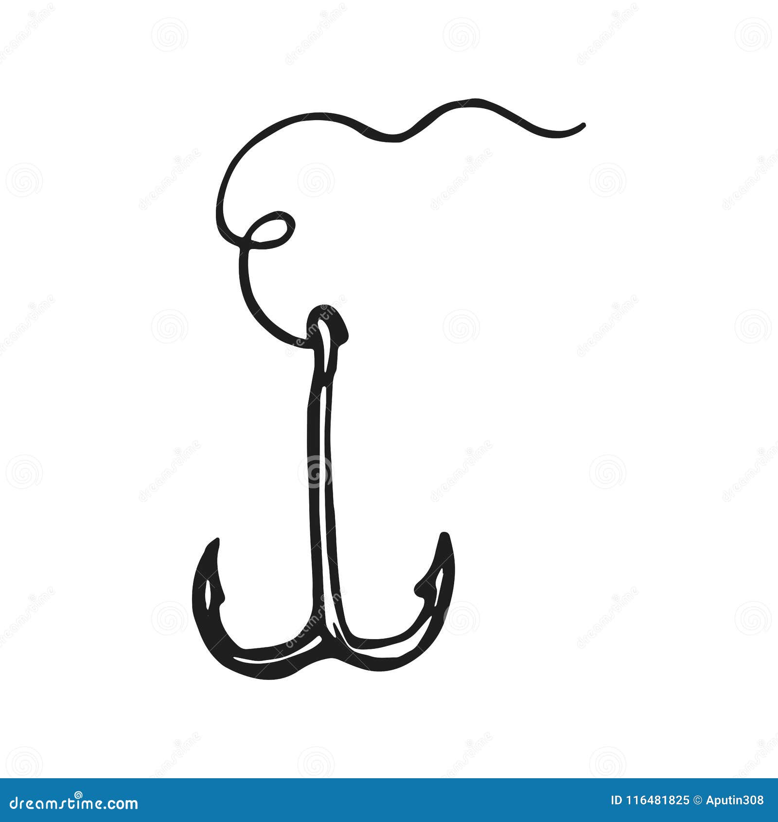 Quirky Drawing Fishing Hook Stock Vector (Royalty Free) 49574527