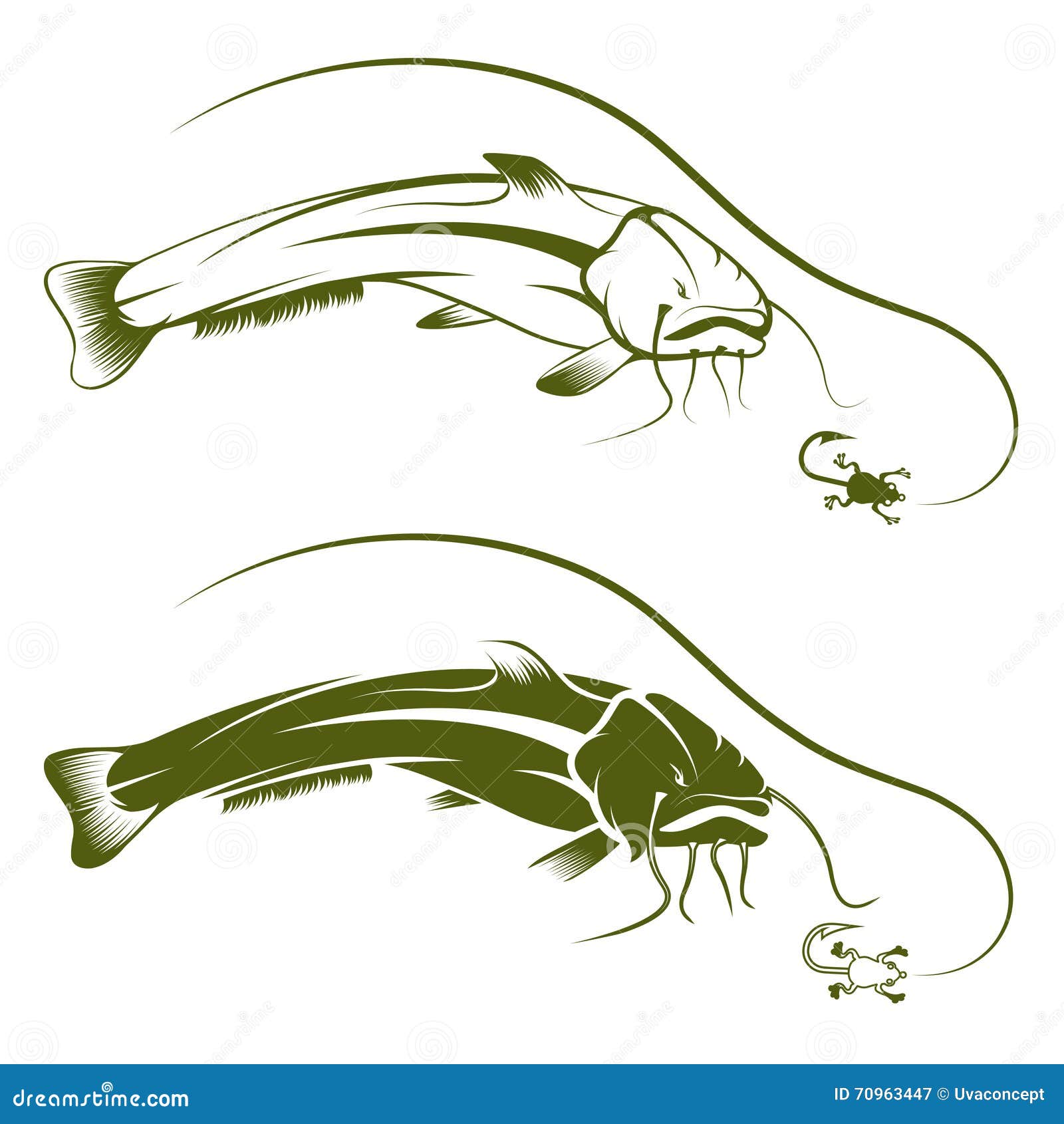 Hook with Frog and Catfish Vector Template Stock Vector - Illustration of  ocean, catfish: 70963447