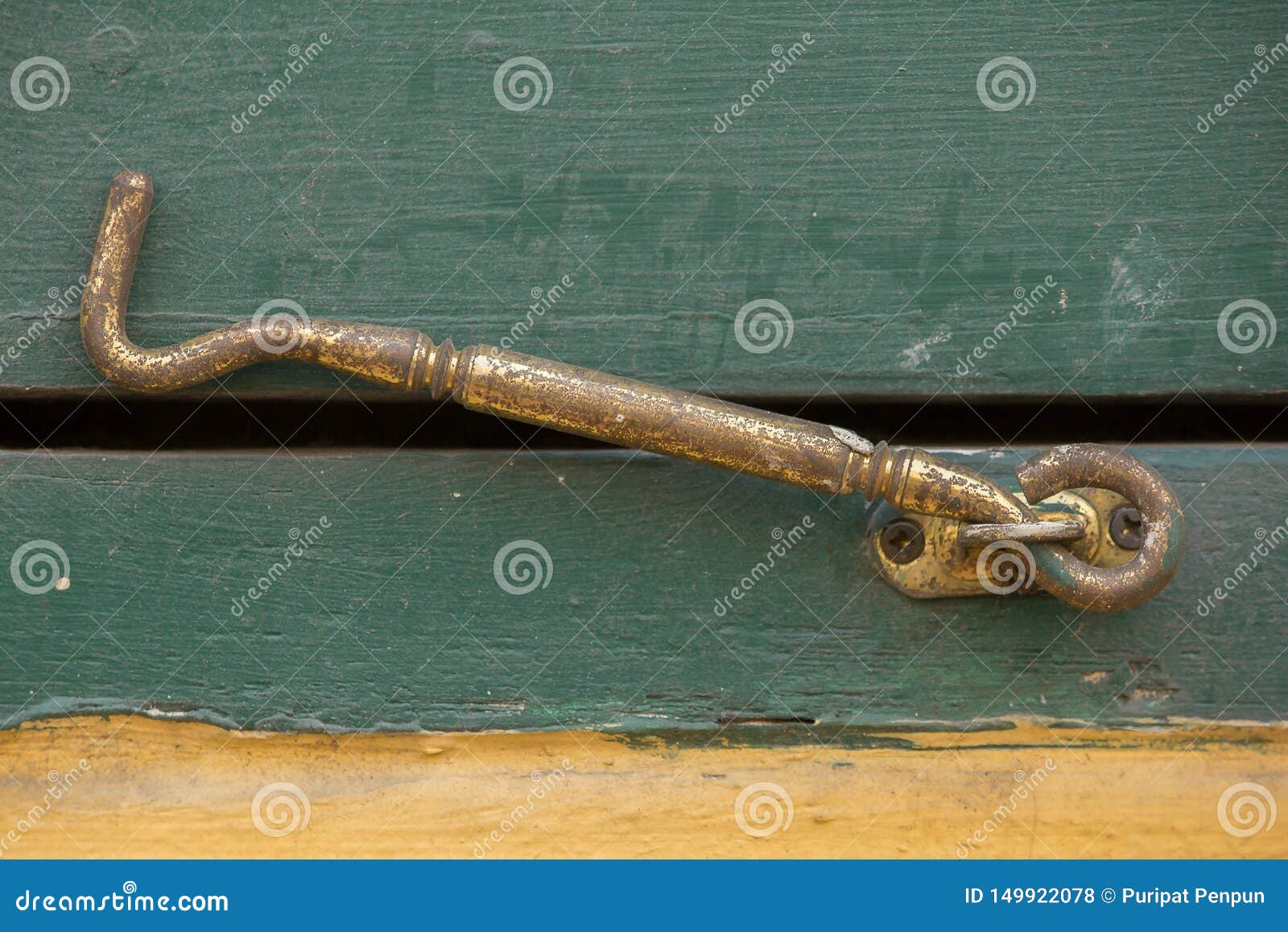 Hook Old Brass Window Used To Attach Doors Stock Photo Image of