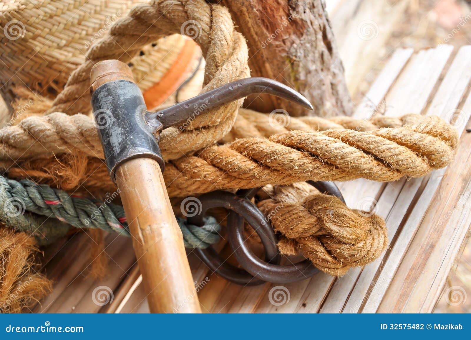 Hook and rope stock photo. Image of spiral, equipment - 32575482