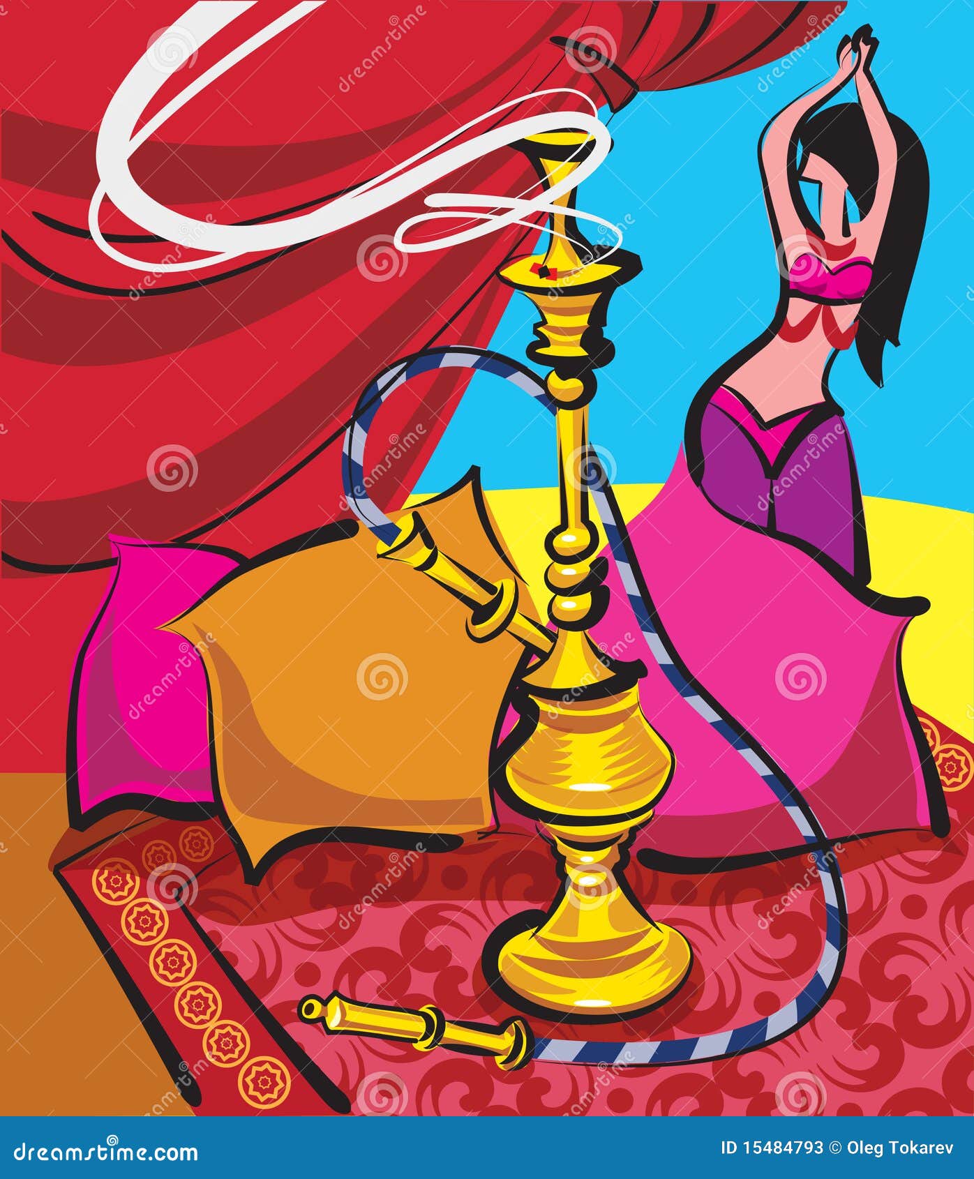 Hookah and belly dancer stock vector. Illustration of costume 15484793
