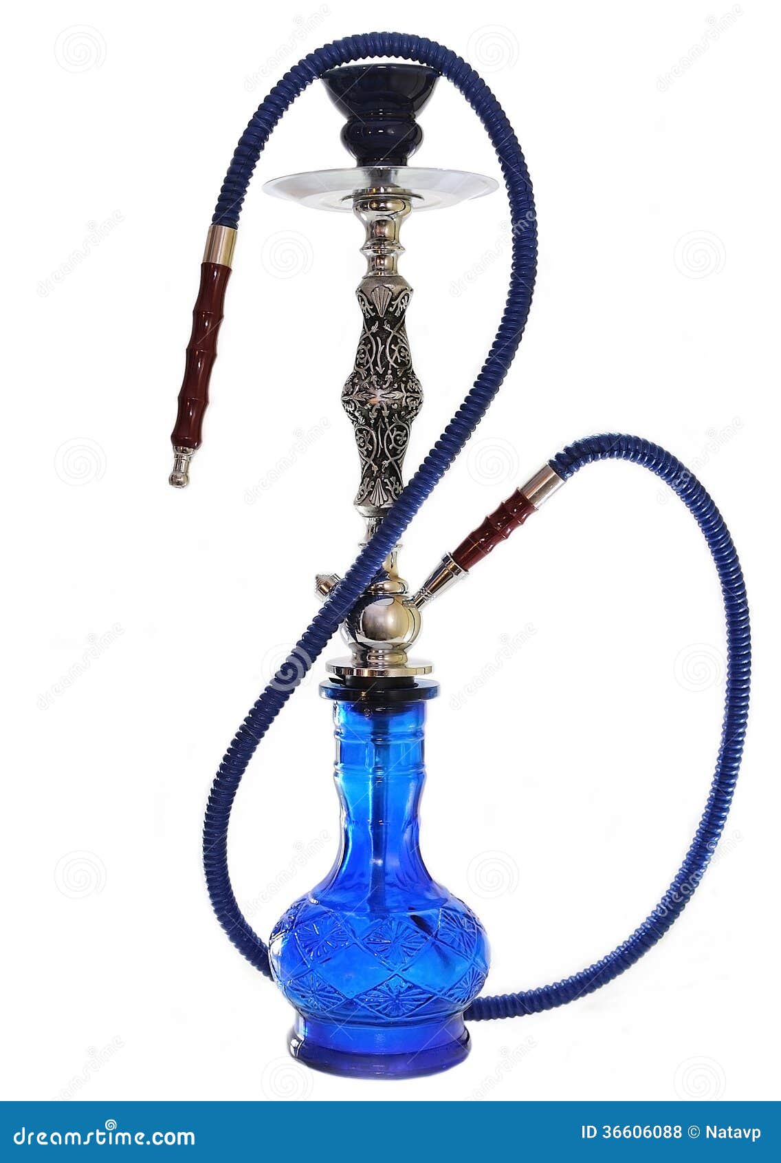 Hookah Blue Glass Isolated on White. Stock Photo Image of isolated