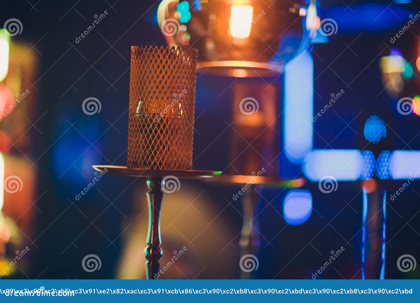 Hookah in the Restaurant Hookah Elements on the Background of a Blurry