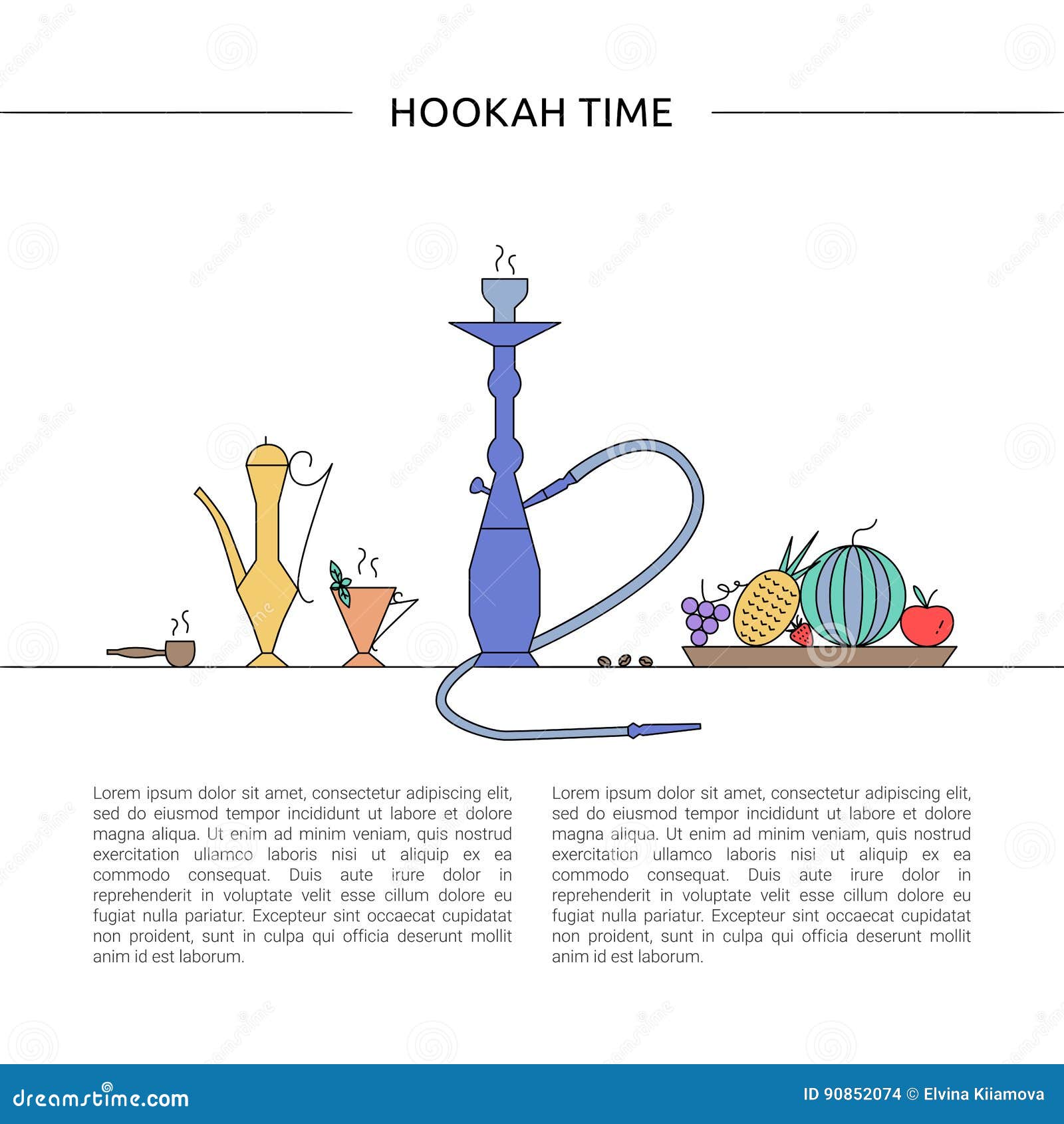 Hookah time concept. stock illustration. Illustration of oriental
