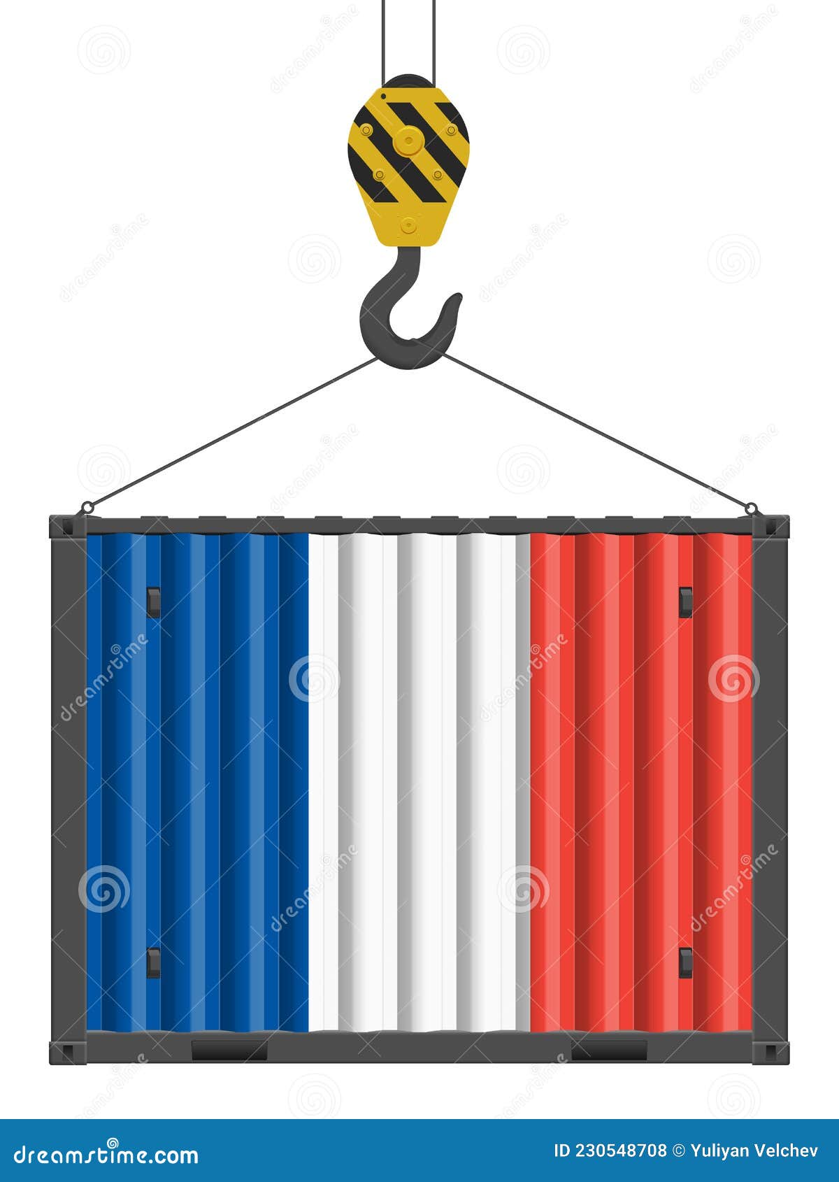 Hooked Cargo Container with France Flag Stock Vector Illustration of