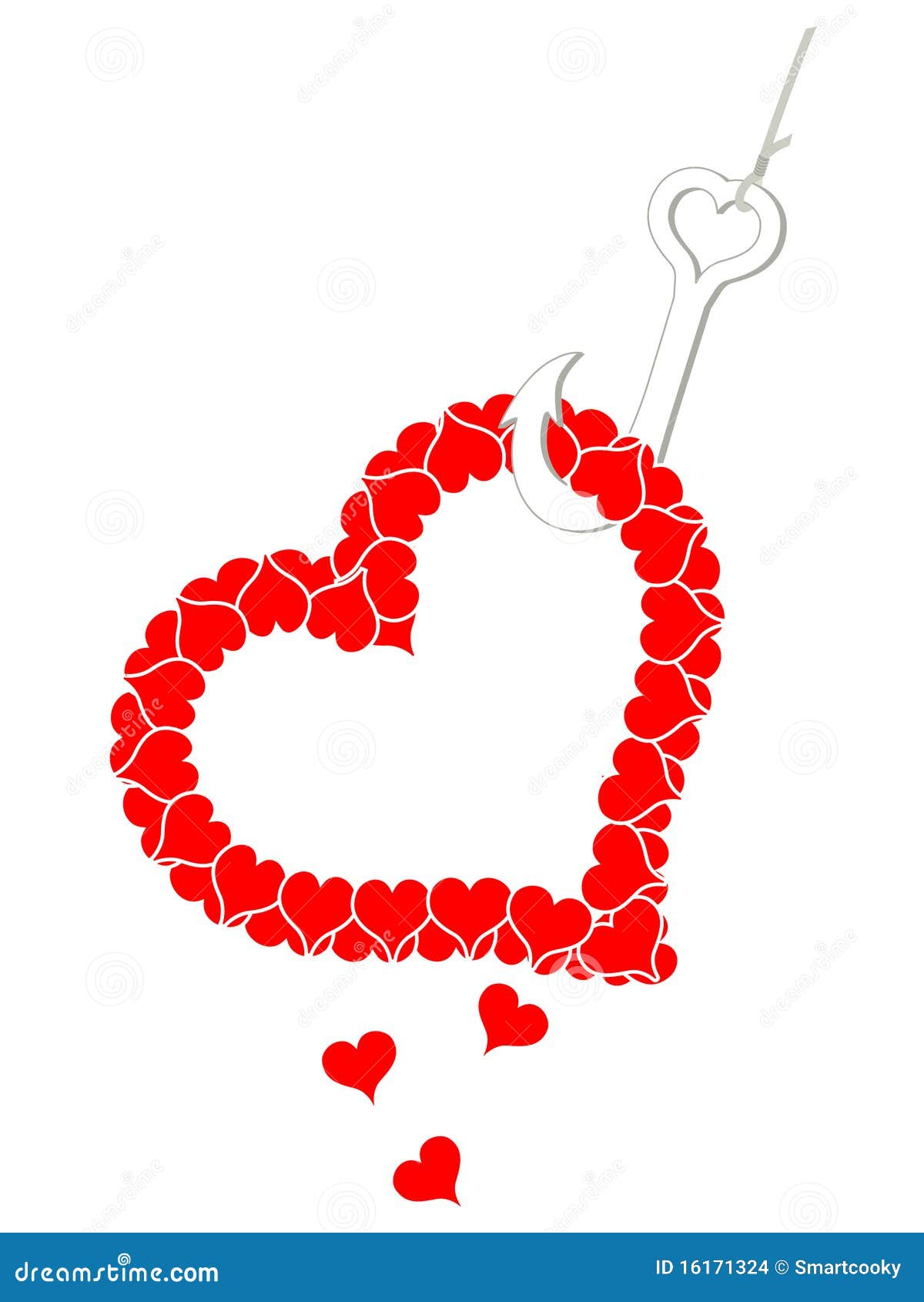 Download Hooked Heart stock vector. Illustration of fish, line ...