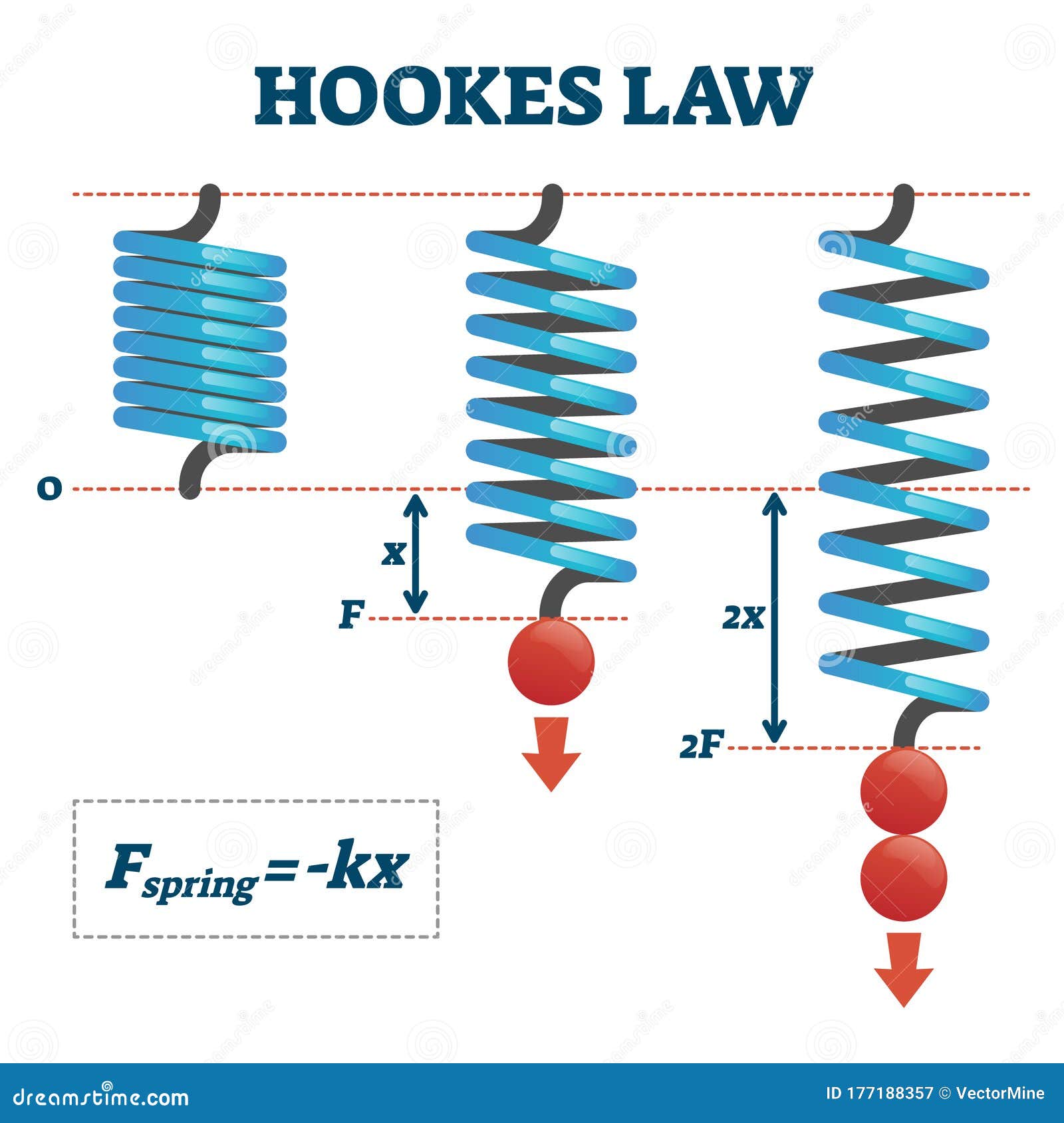 hookes law  . physics extend spring force explanation scheme