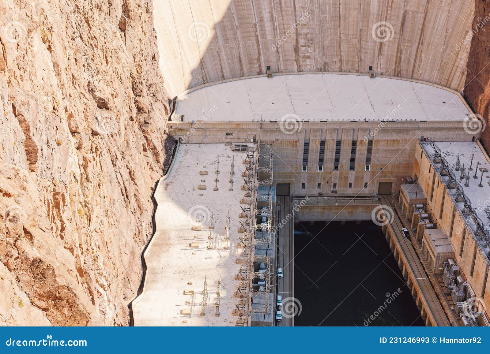 hoover dam in the black canyon of the colorado river view from the mike o`callaghan-pat tillman memorial bridge