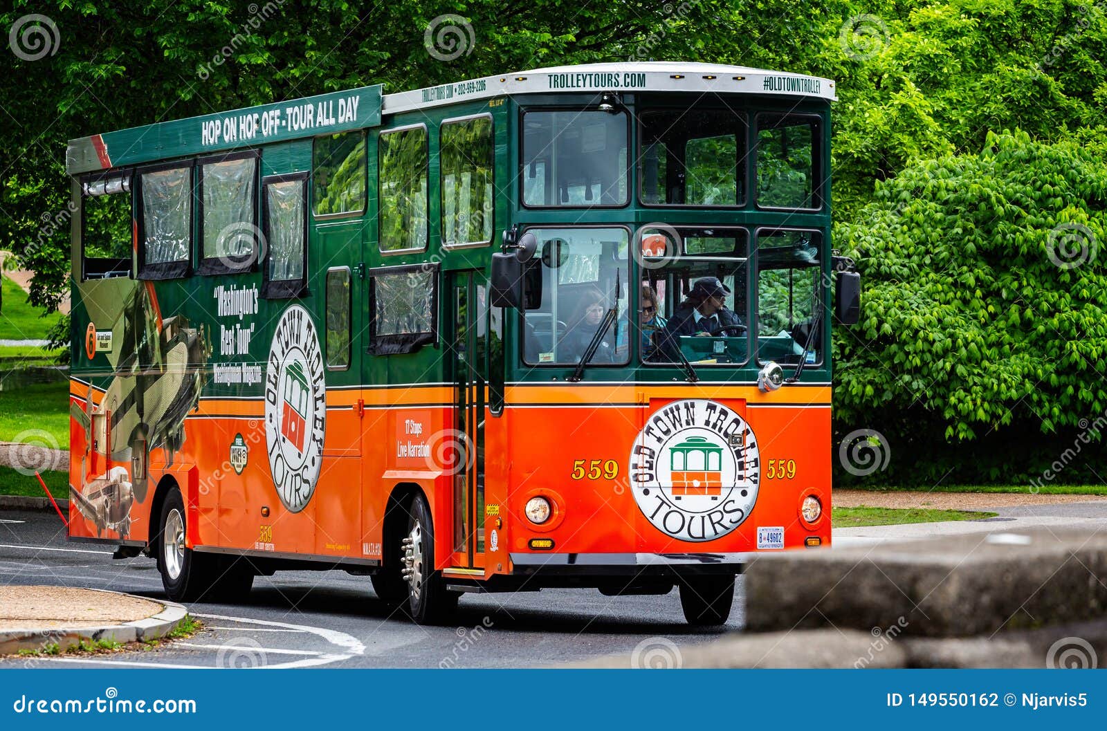 Hop On Hop Off Trolley Tour Bus In Washington DC, USA Editorial Image