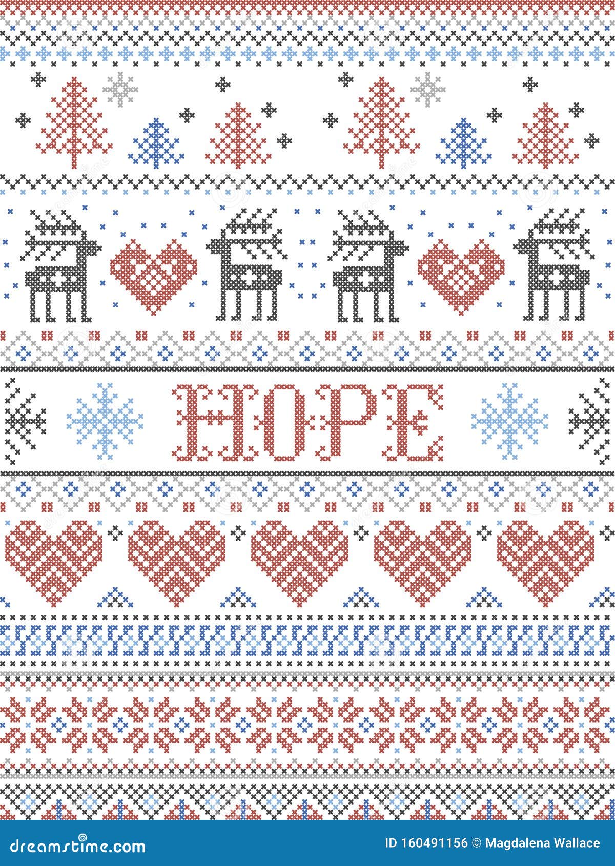 Hope Christmas Vector Pattern With Scandinavian Nordic Festive Winter