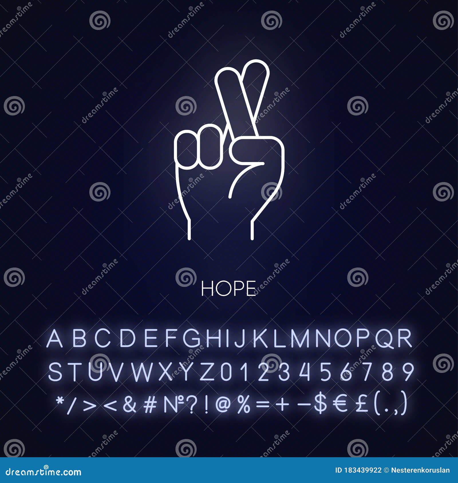 Neon sign of chinese hieroglyph means hope Vector Image