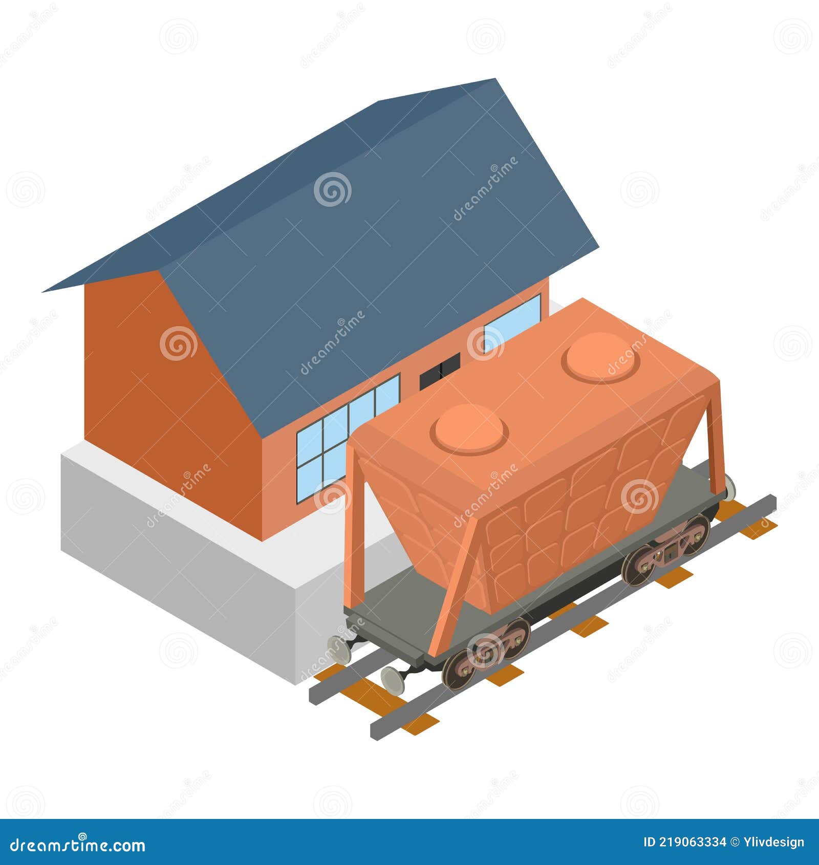 hopper car icon, isometric style