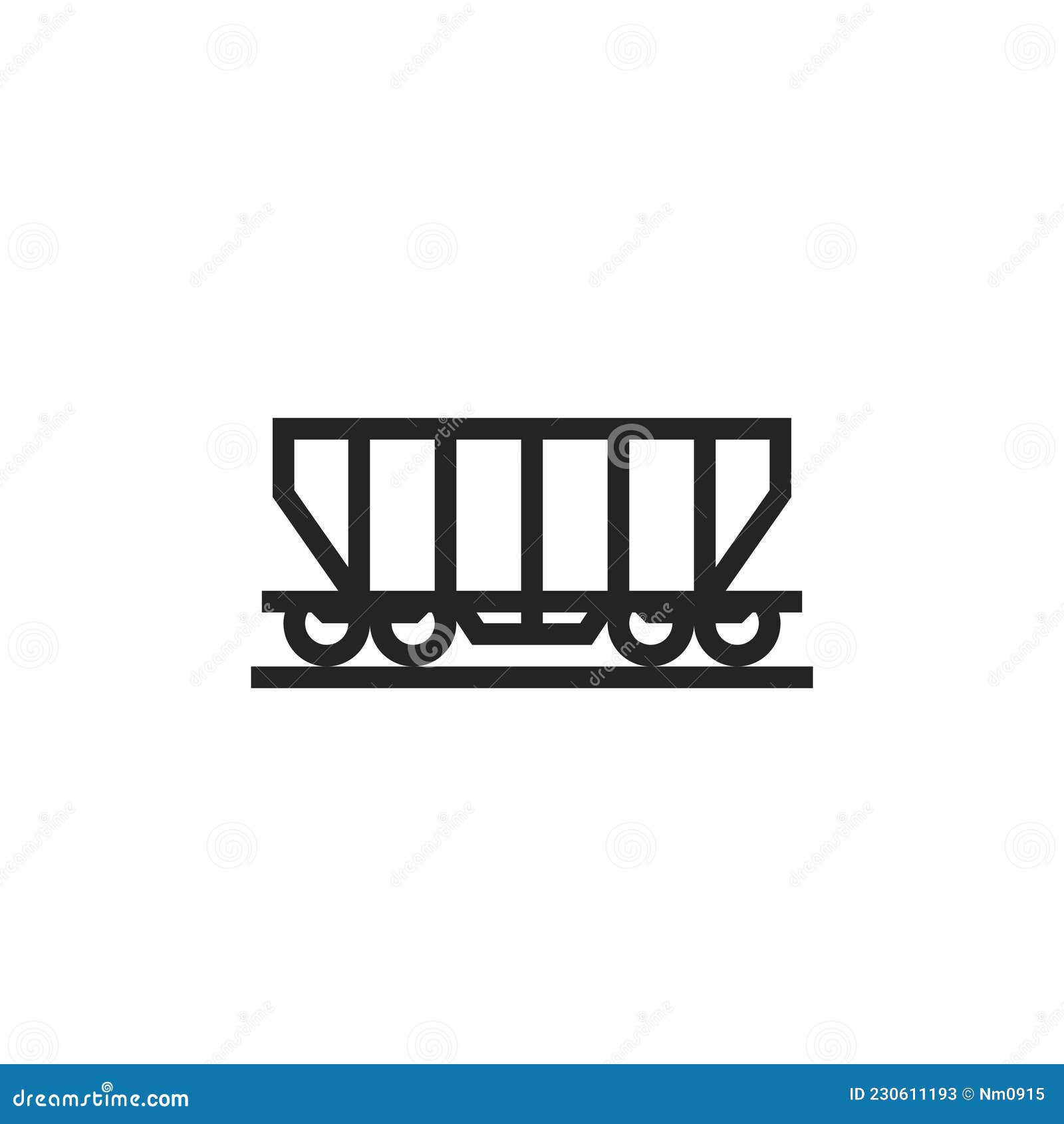 Hopper Car Line Icon. Railway Coal Wagon Symbol. Isolated Vector Image