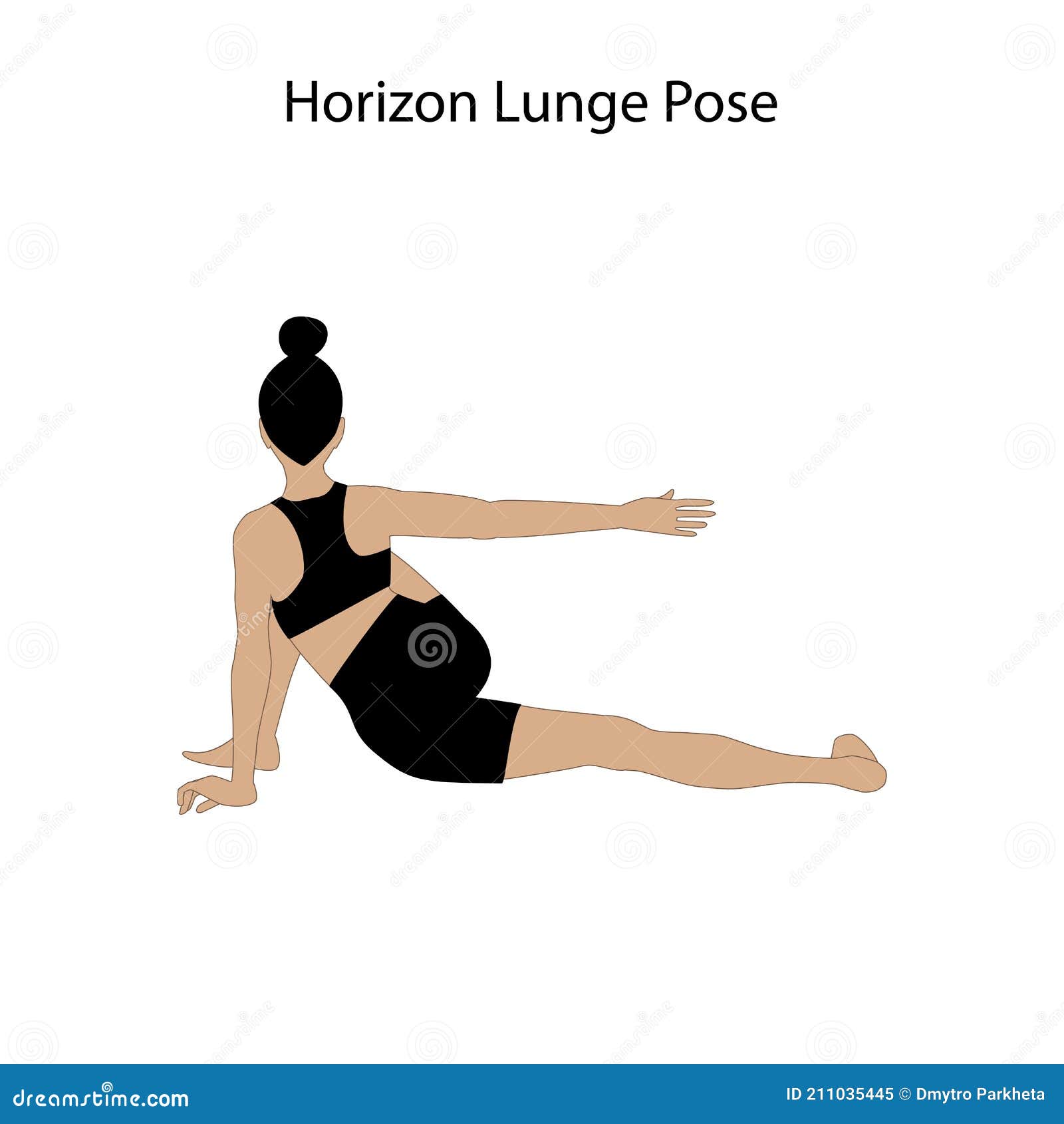 Horizon Lunge Pose Yoga Workout. Healthy Lifestyle Vector
