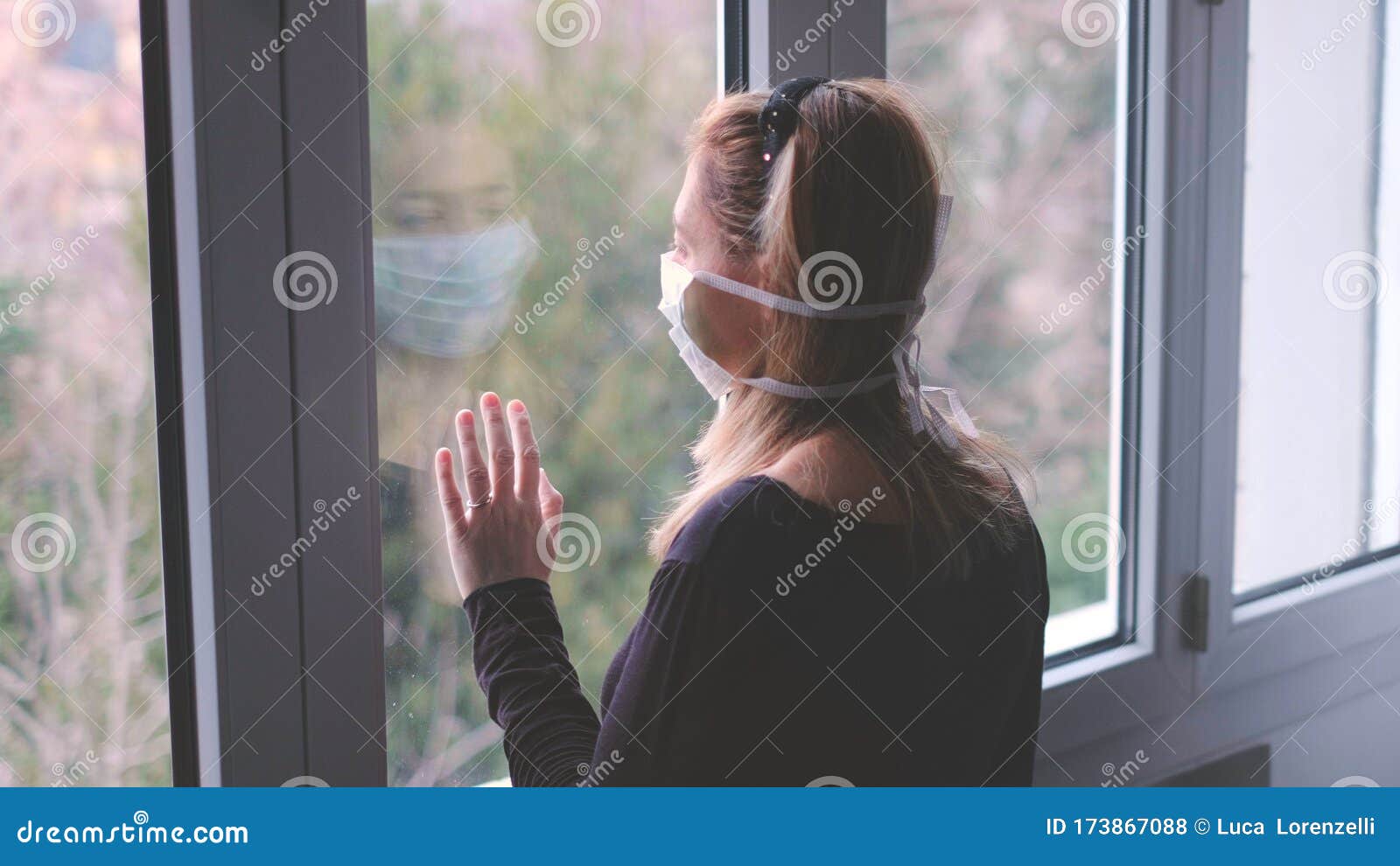 horizontal background woman in isolation at home for virus outbreak or hypochondria
