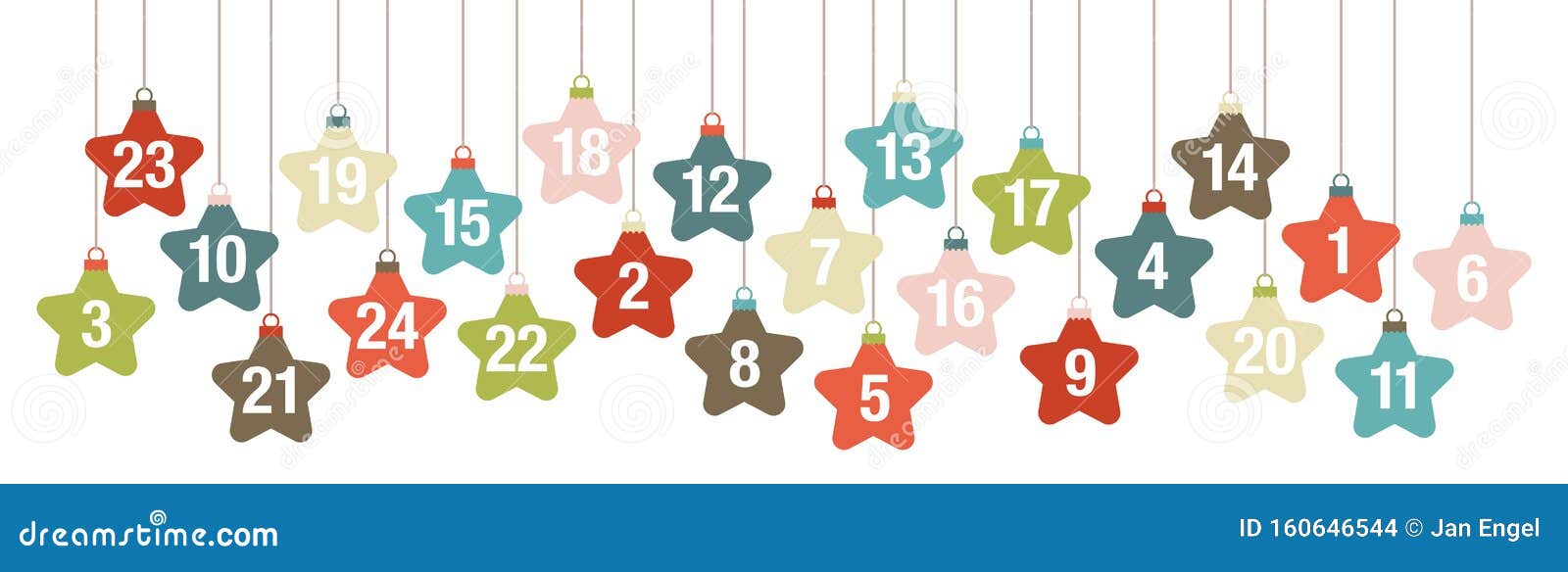 Banner Advent Calendar Graphic Hanging Stars Retro Color Stock Vector Banner Advent Calendar Graphic Hanging Stars Retro Color Stock Vector