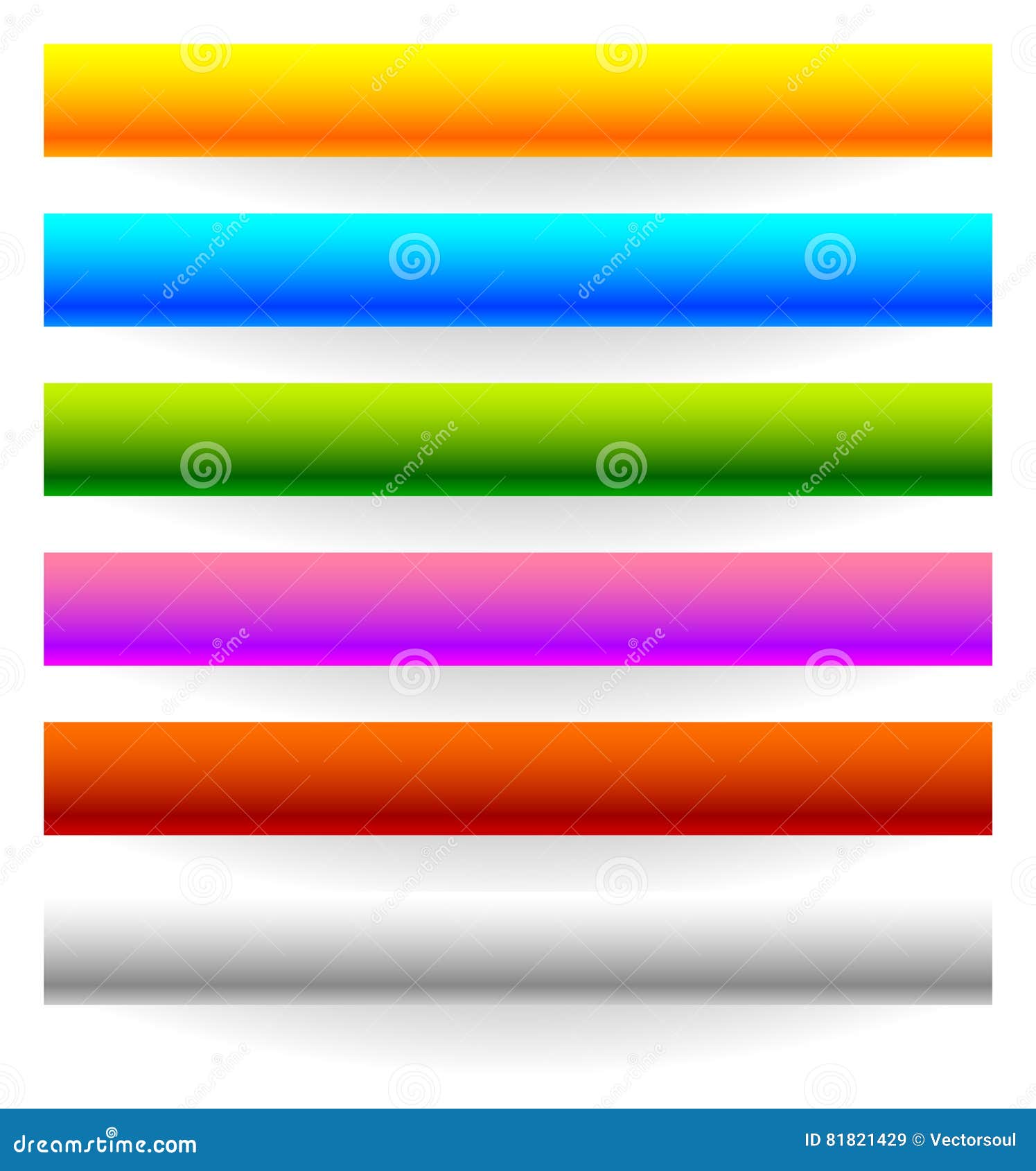Horizontal Banner, Button Templates in 6 Colors with Bigger Shad Stock ...