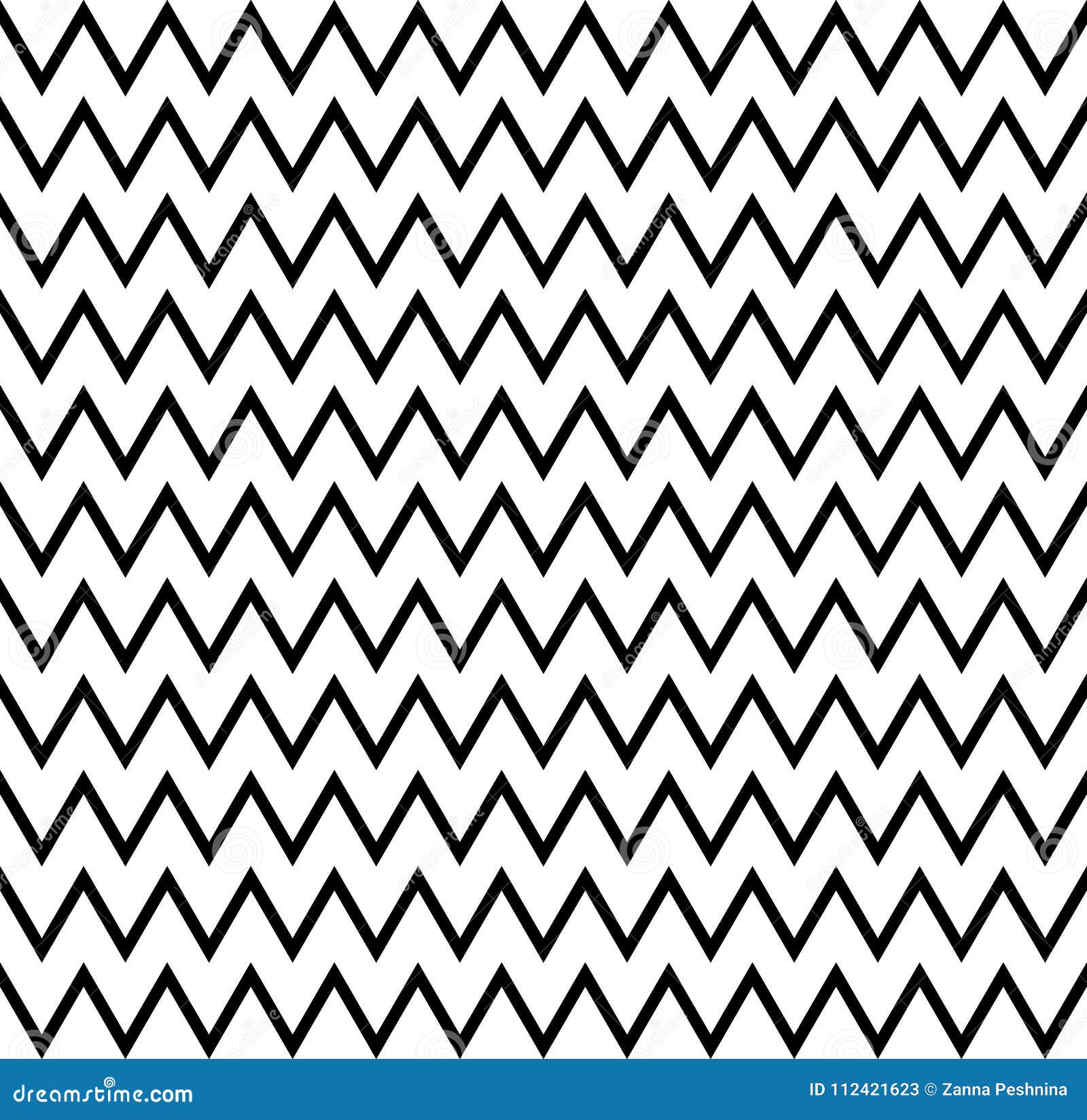 Horizontal Black and White Zigzag Stripes Pattern. Geometric Repeating