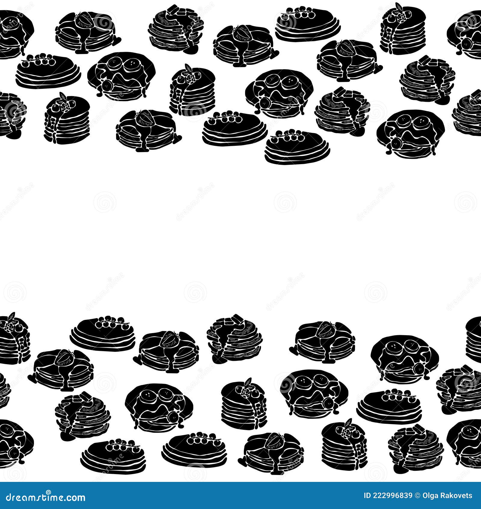 Horizontal Border of Pancake Silhouettes, Decorative Frame from Stacks