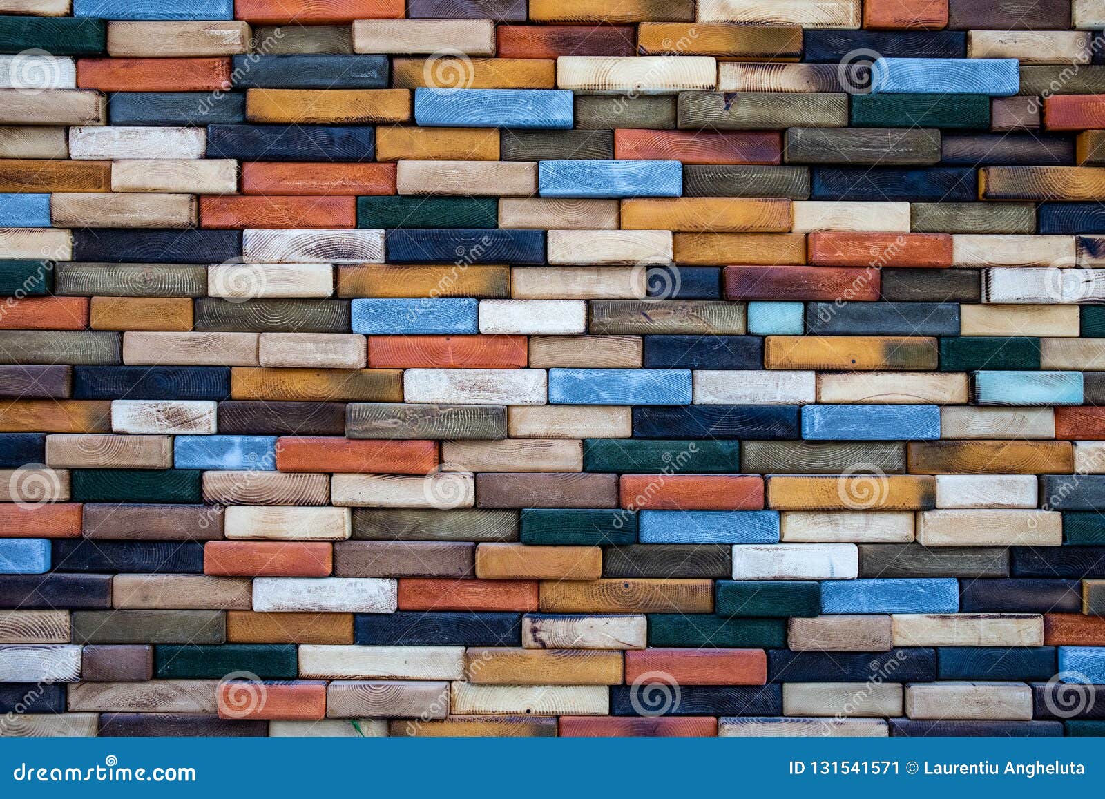 Detailed Coloured Wooden Brick Wall Stock Image - Image of autumn ...