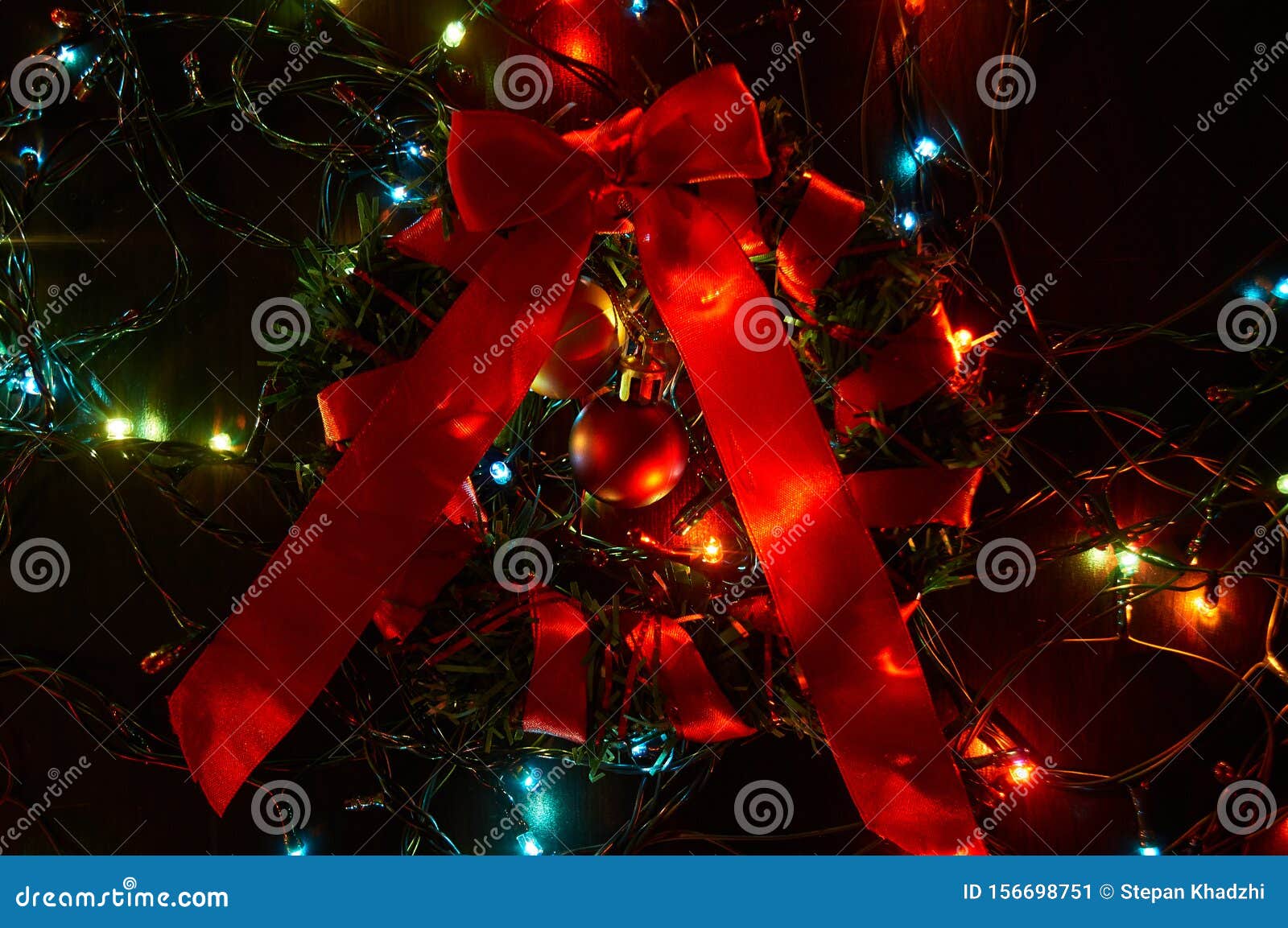 Horizontal Bright Christmas Garlands And Christmas