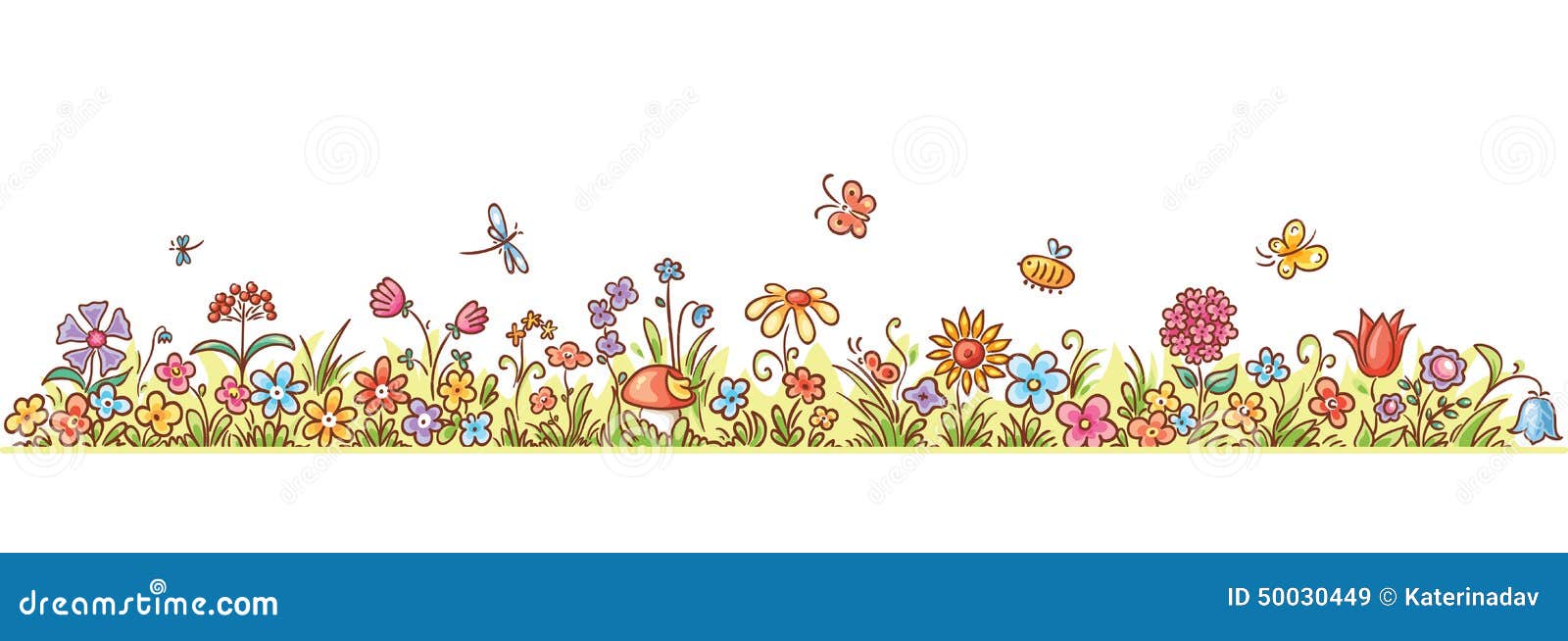 horizontal cartoon flower border