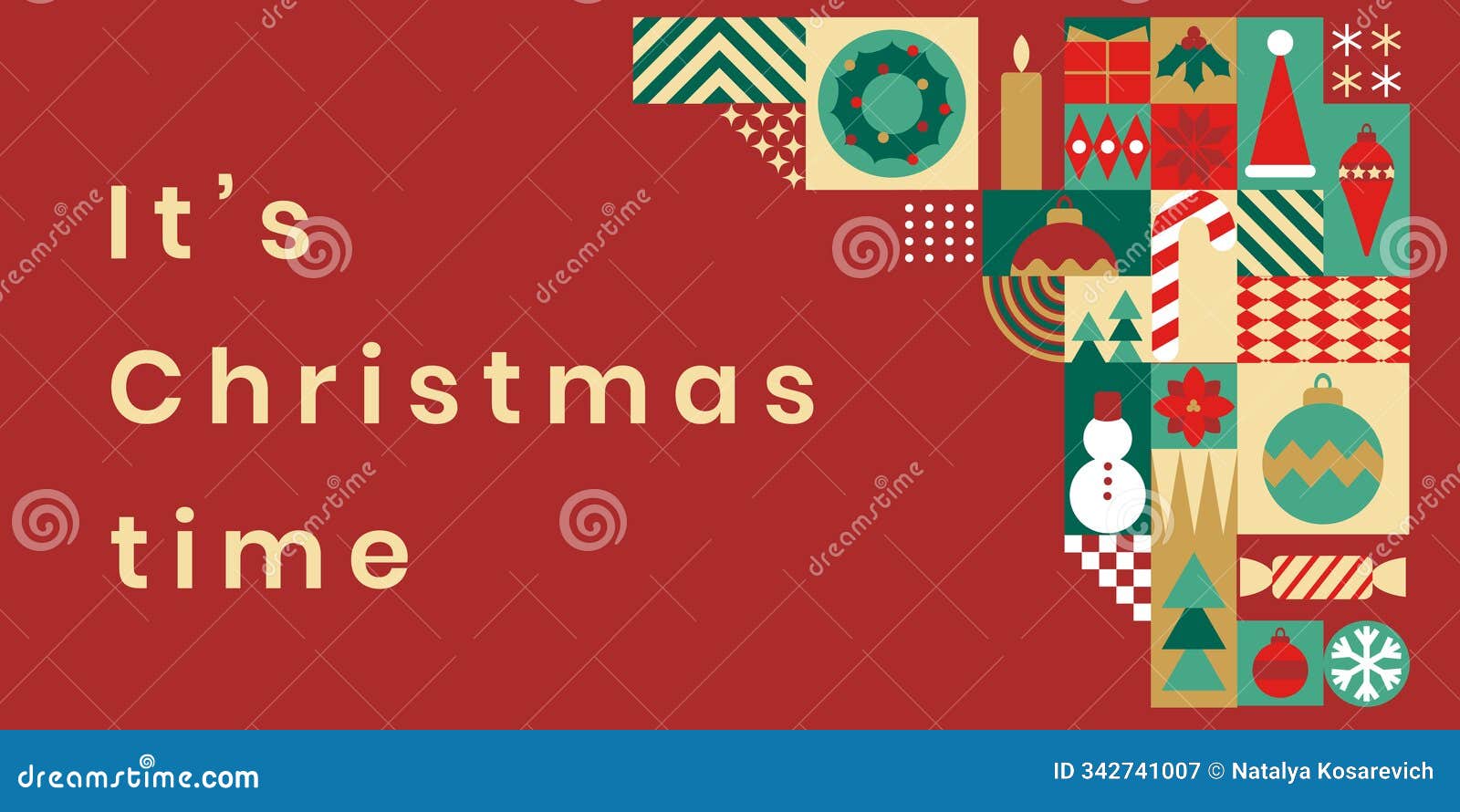 horizontal christmas background made of geometric tiles.it's christmas time. trendy modern minimalist style. festive