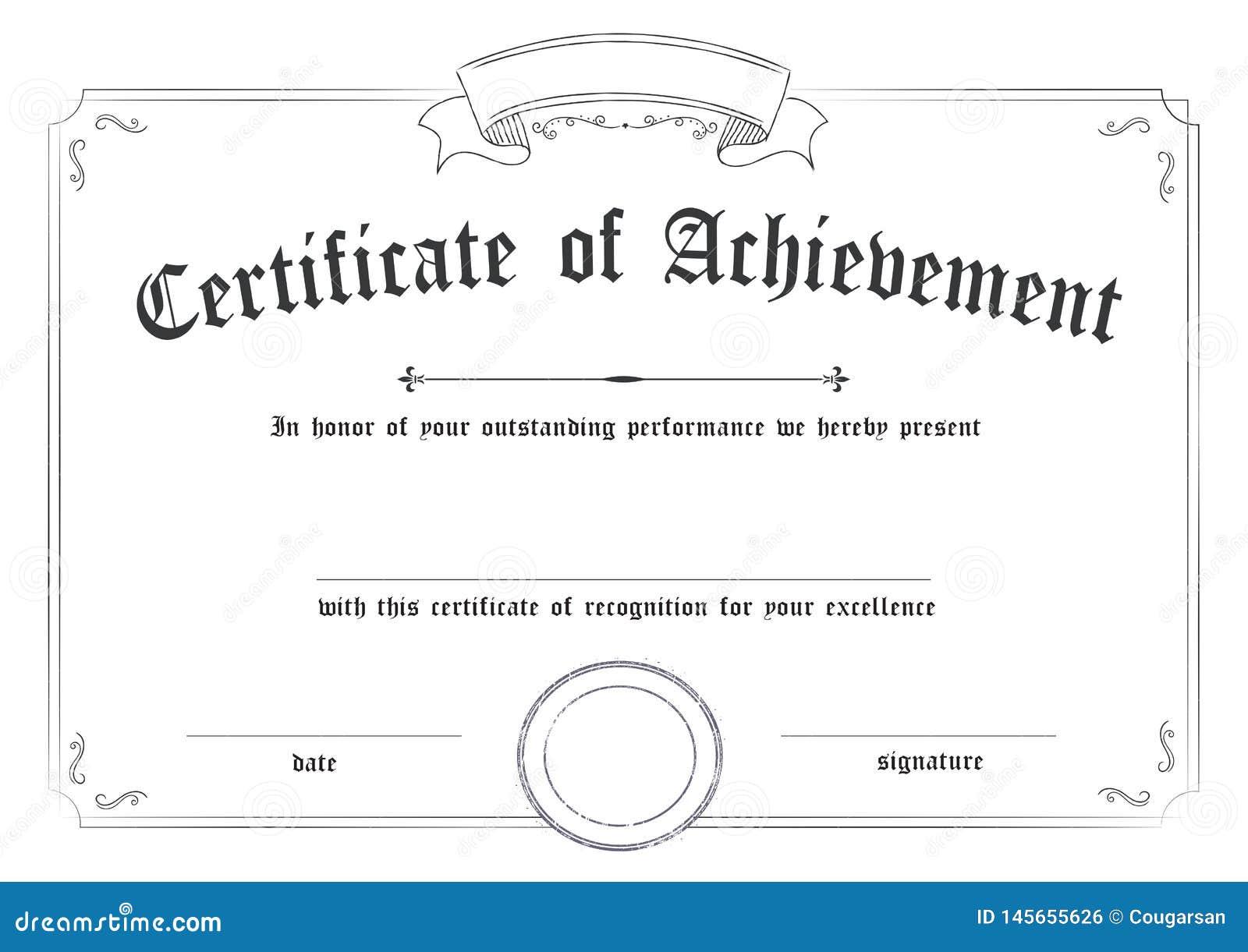 Horizontal Classic Certificate of Achievement Paper Template Regarding Blank Certificate Of Achievement Template