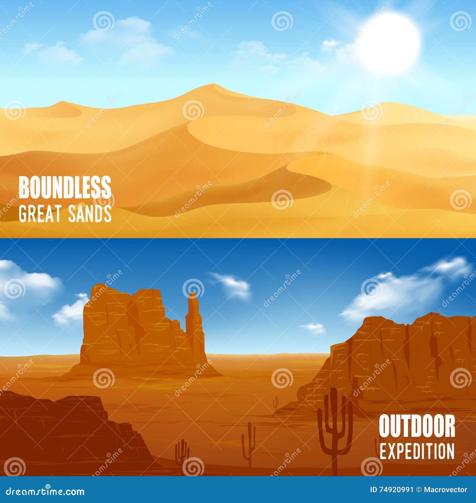 Horizontal Desert Banners stock illustration. Illustration of