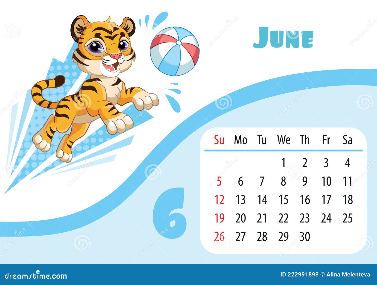 June 2022 Desktop Calendar Tiger Desk Calendar Design Template For June 2022 Stock Vector -  Illustration Of Template, Paper: 222991898