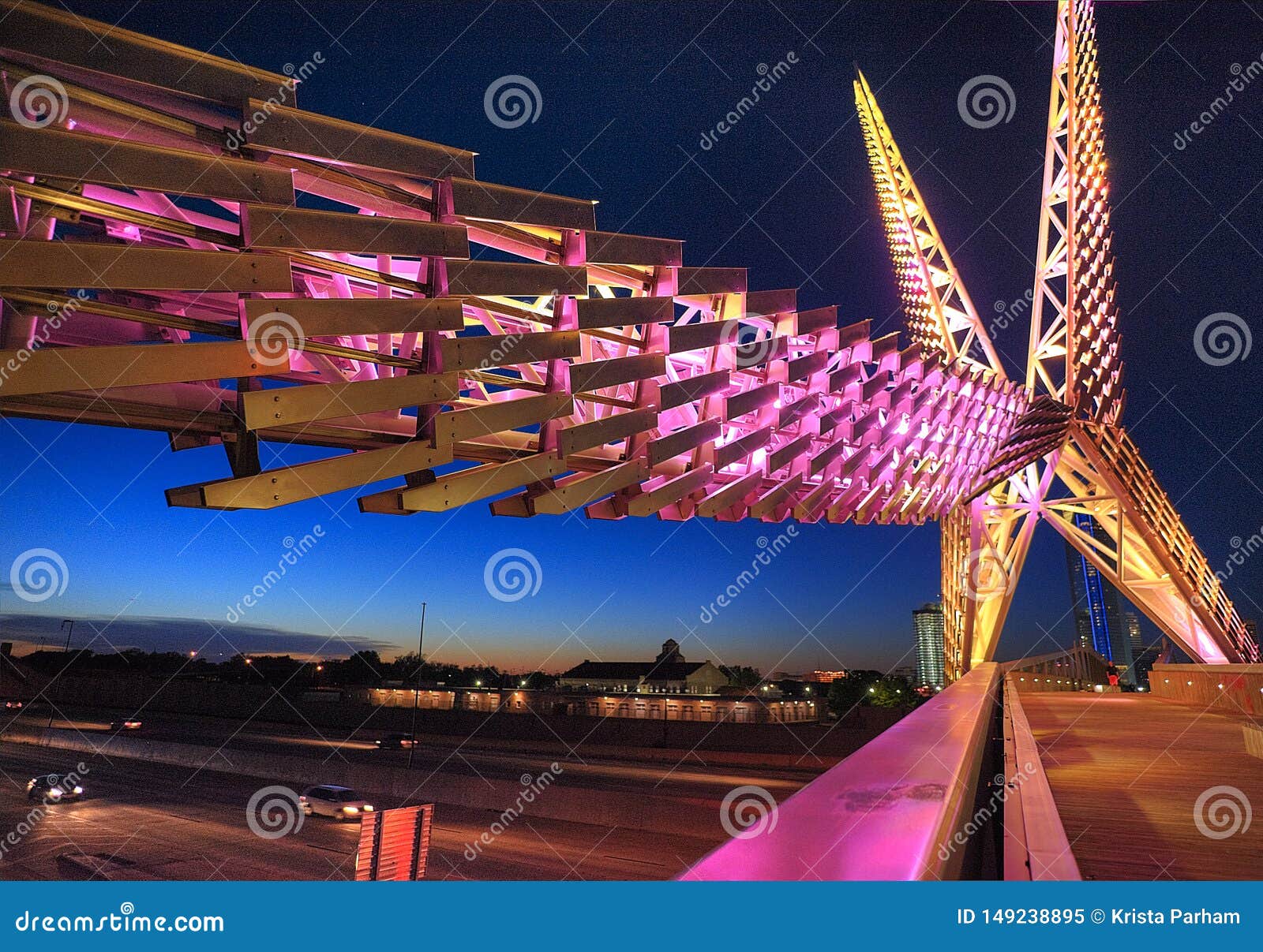 sky dance bridge on i-40 in oklahoma city, horizontal image