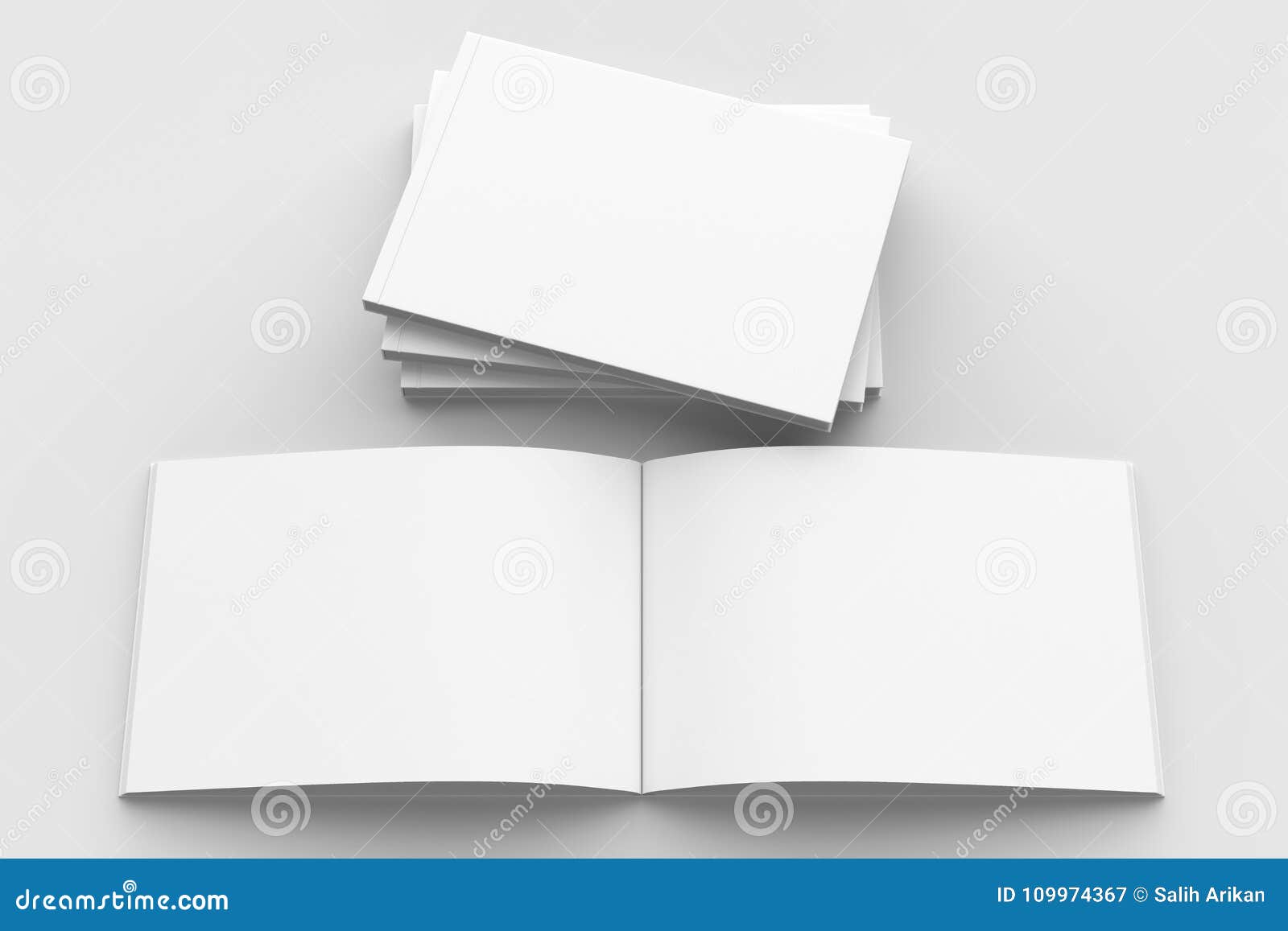 Empty book mockup. Opened 3d realistic booklet or brochure soft